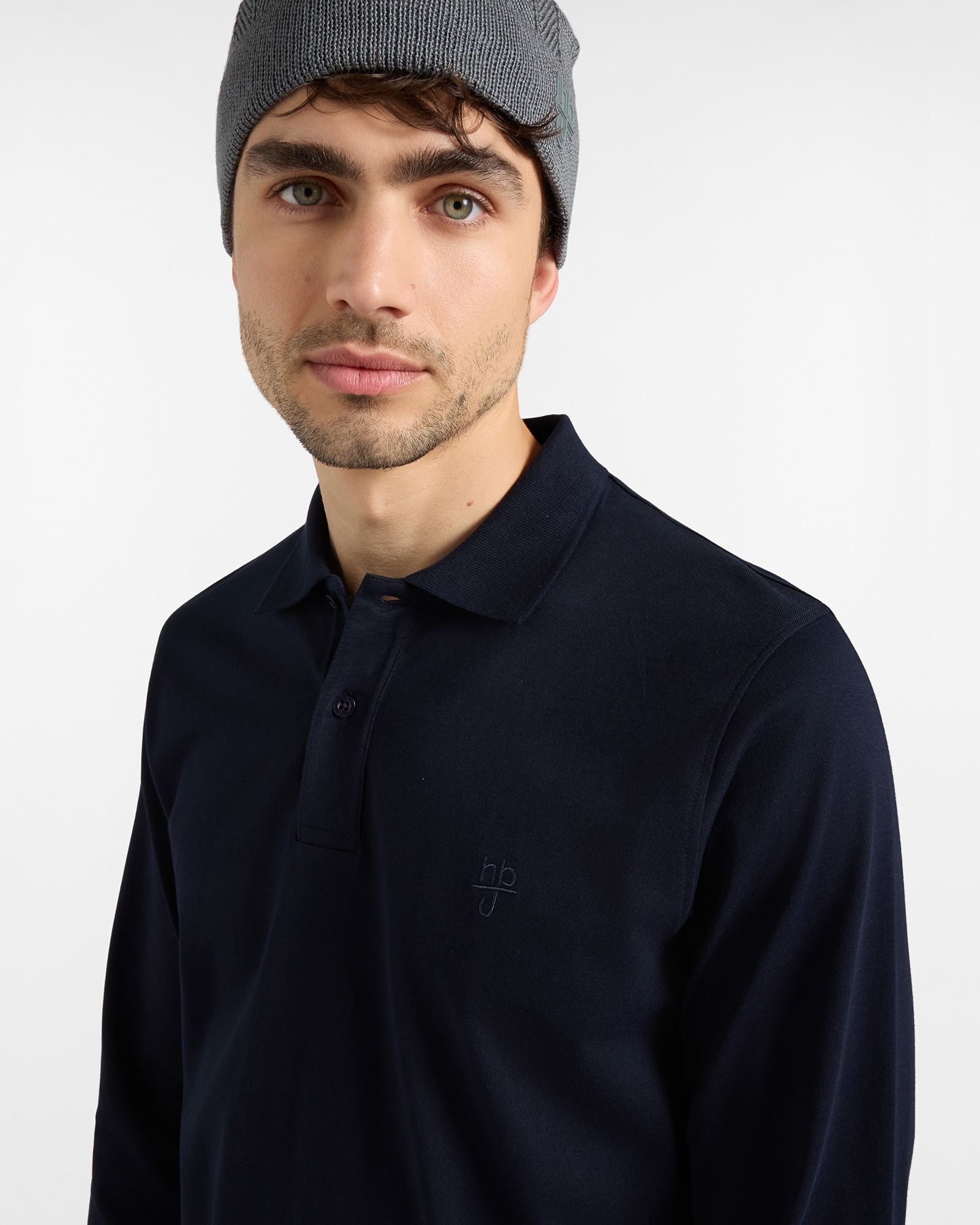 Polo HBJ Uomo in Jersey di Puro Cotone, BLU SCURO, large