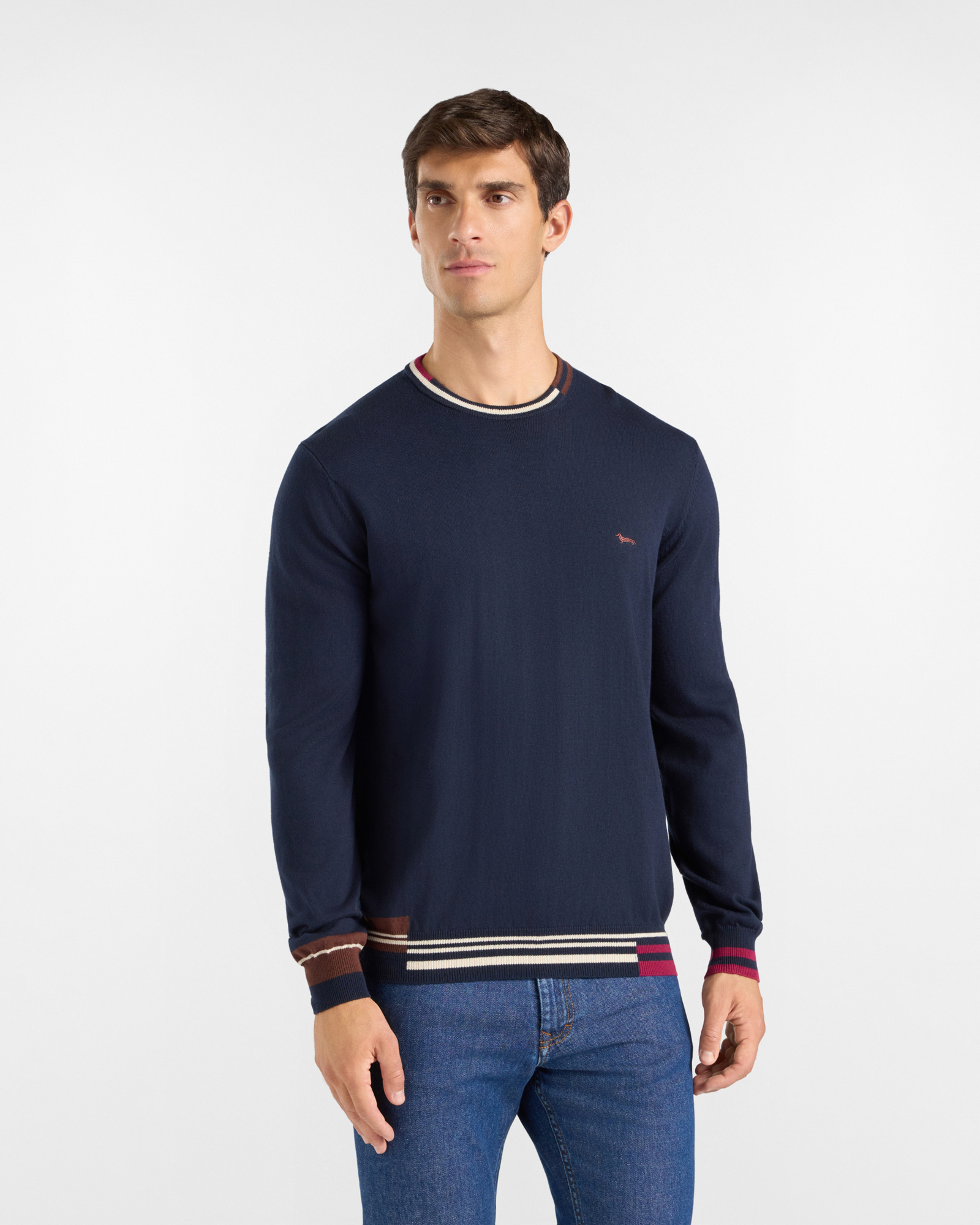 Maglia Uomo in misto lana e cotone blu Regular Fit