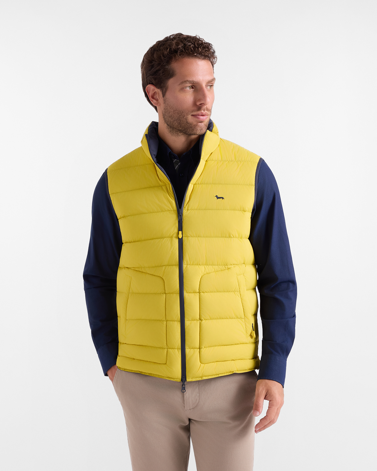 Gilet Uomo reversibile in nylon ripstop giallo/blu Scuro