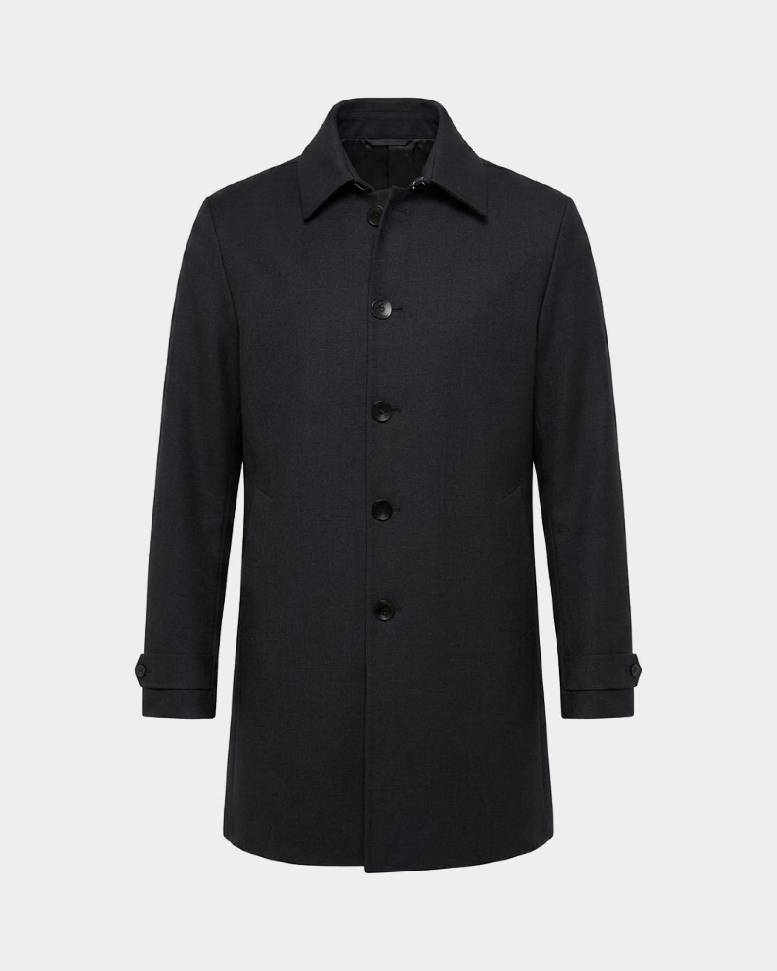 Cappotto corto da uomo in lana tecnica grigio, ANTRACITE, large