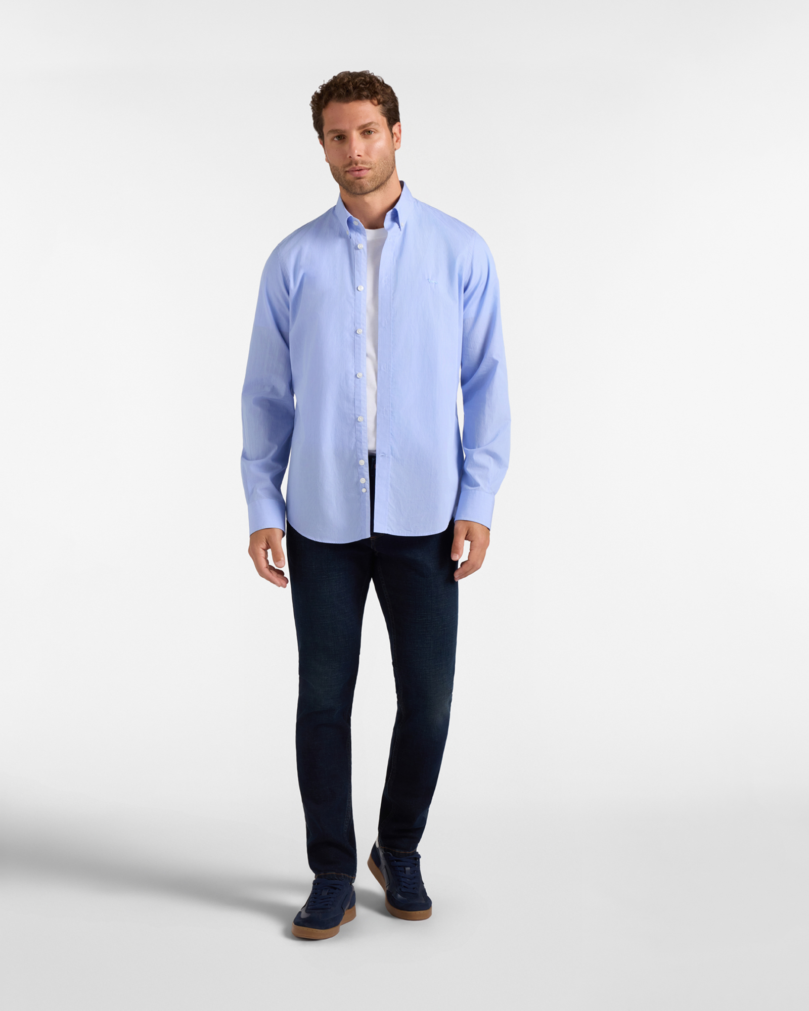 Camicia Uomo micro check superfine Regular Fit, CELESTE, large