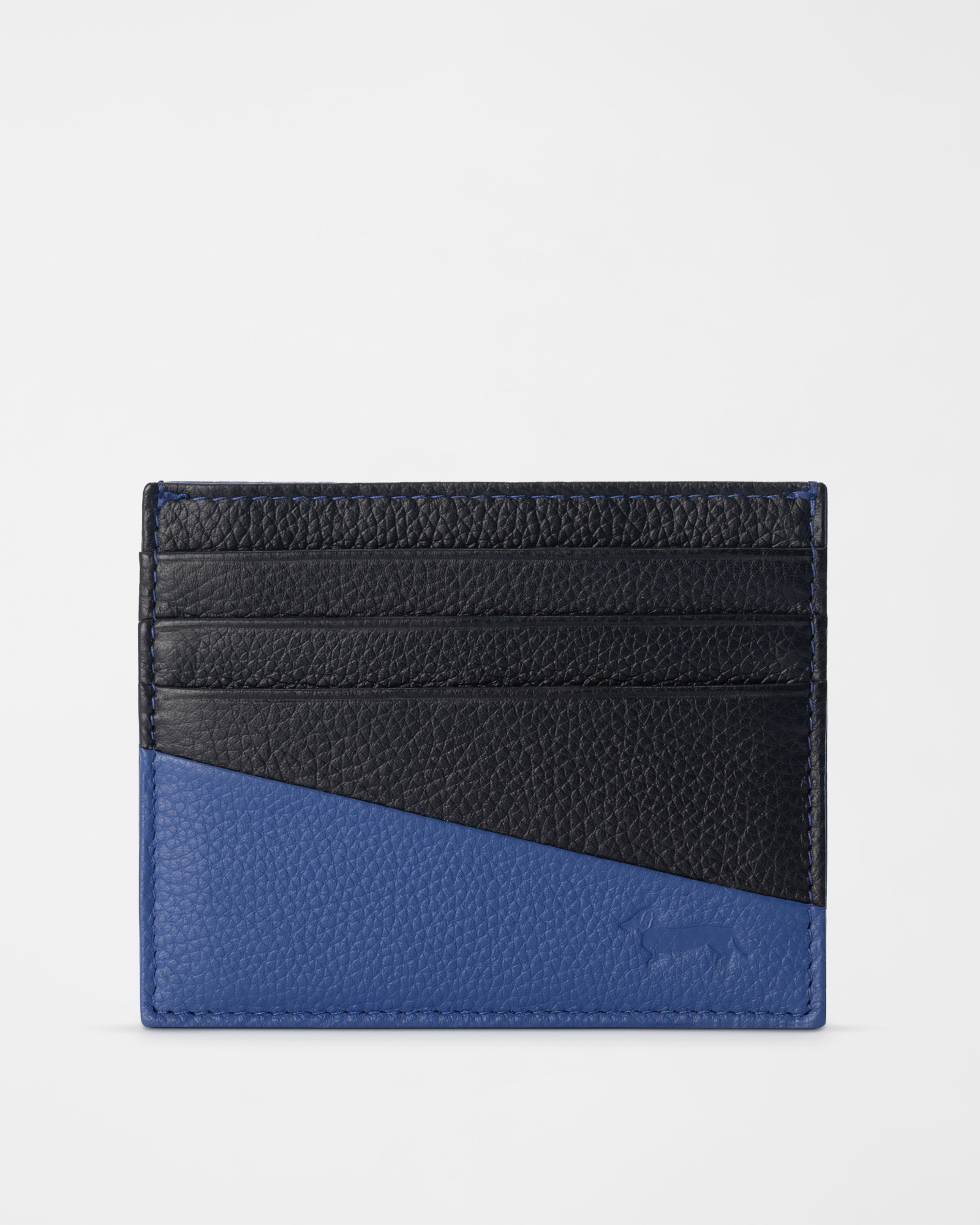 Portacarte Uomo in Vera Pelle Blu Chiaro/Nero