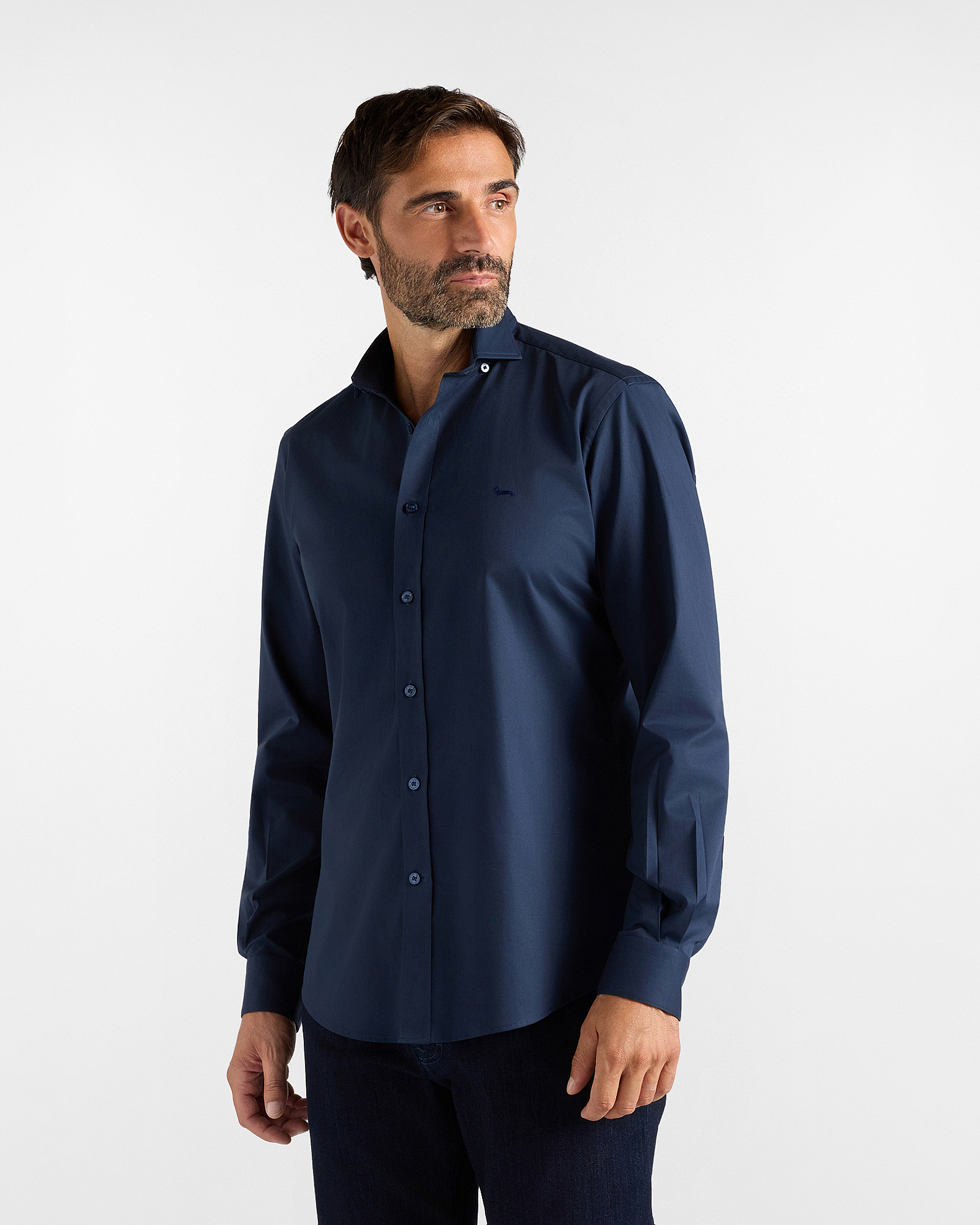 Camicia Uomo Narrow twill tecnico Narrow Fit blu
