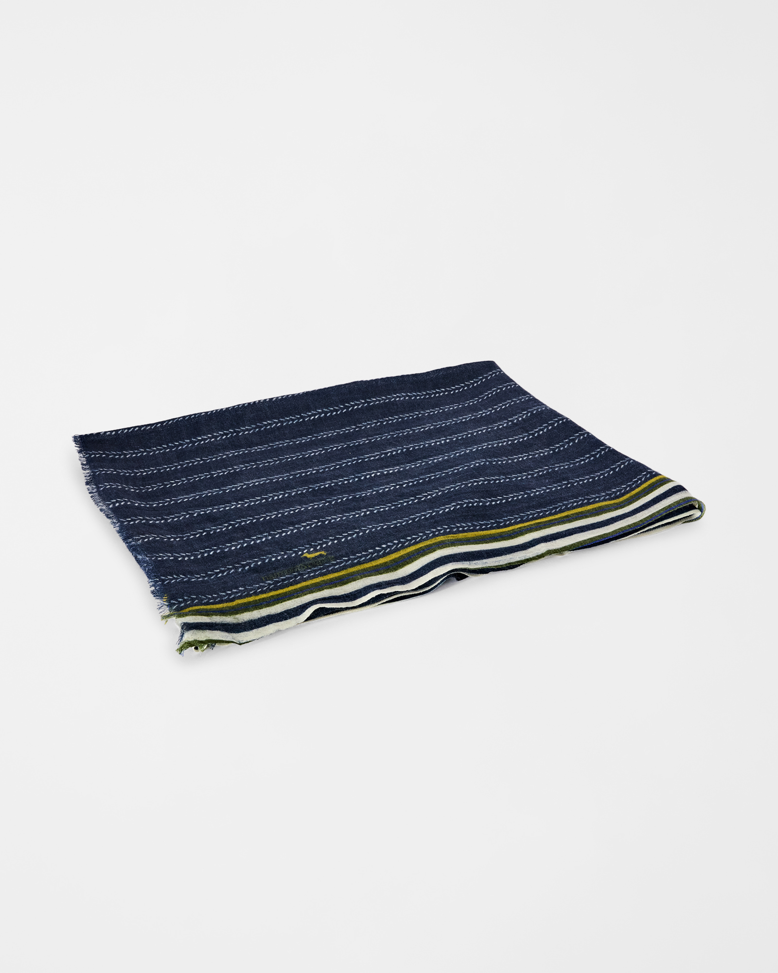 Sciarpa Donna in Lana con Stampa Micro Chevron, BLU, large