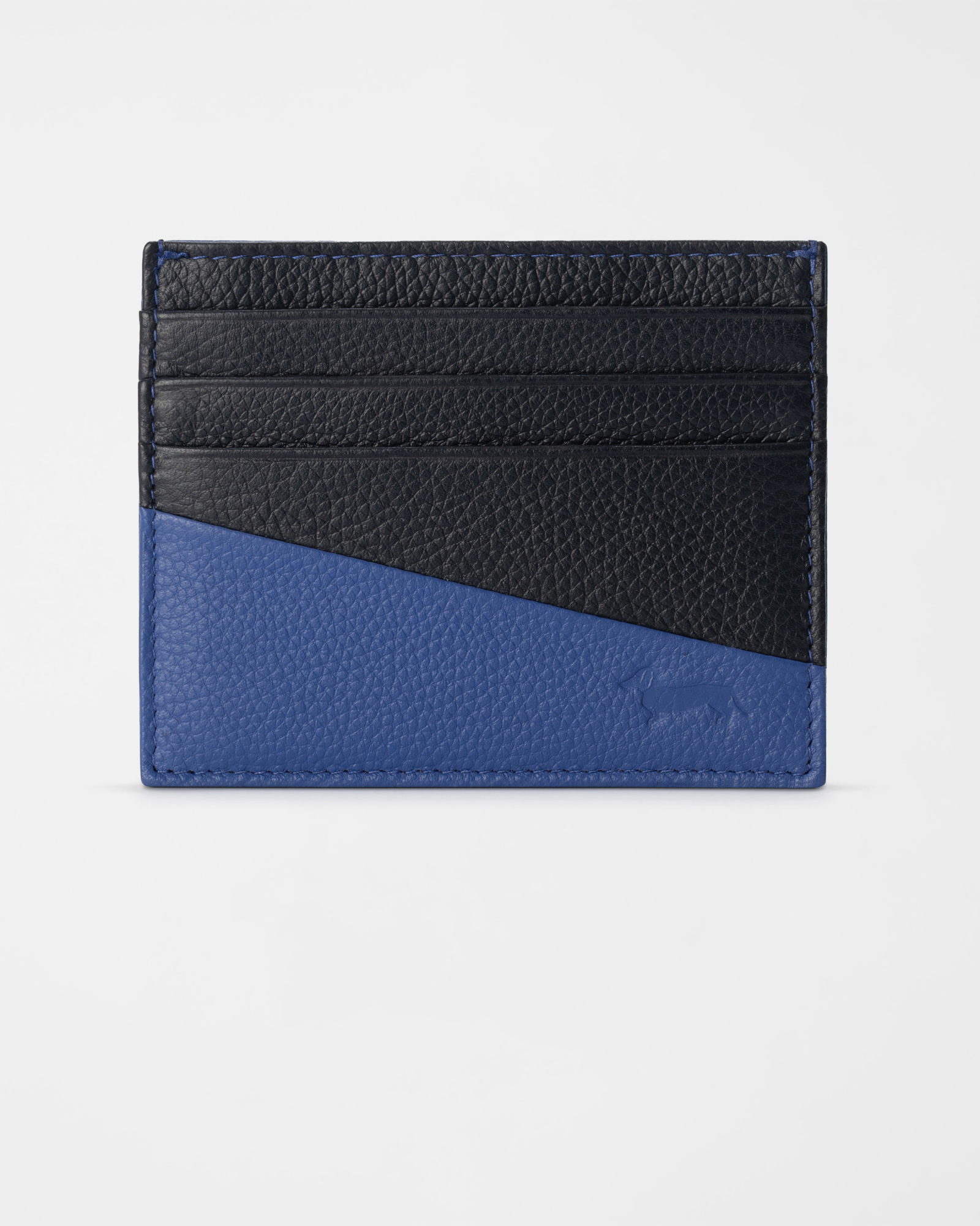 Portacarte Uomo in Vera Pelle Blu Chiaro/Nero