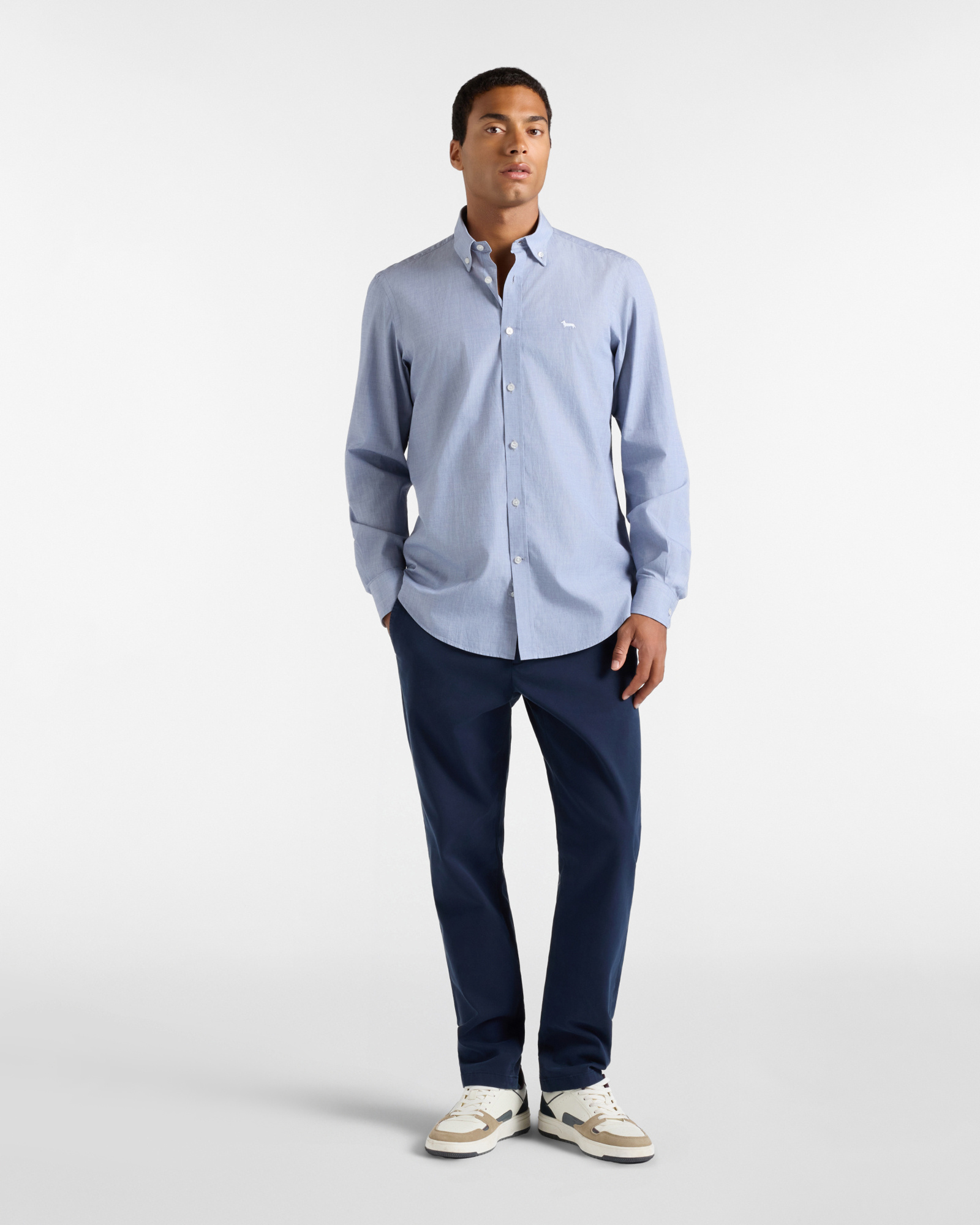 Camicia Uomo in tessuto fil-&agrave;-fil Regular Fit, BLU NAVY, large