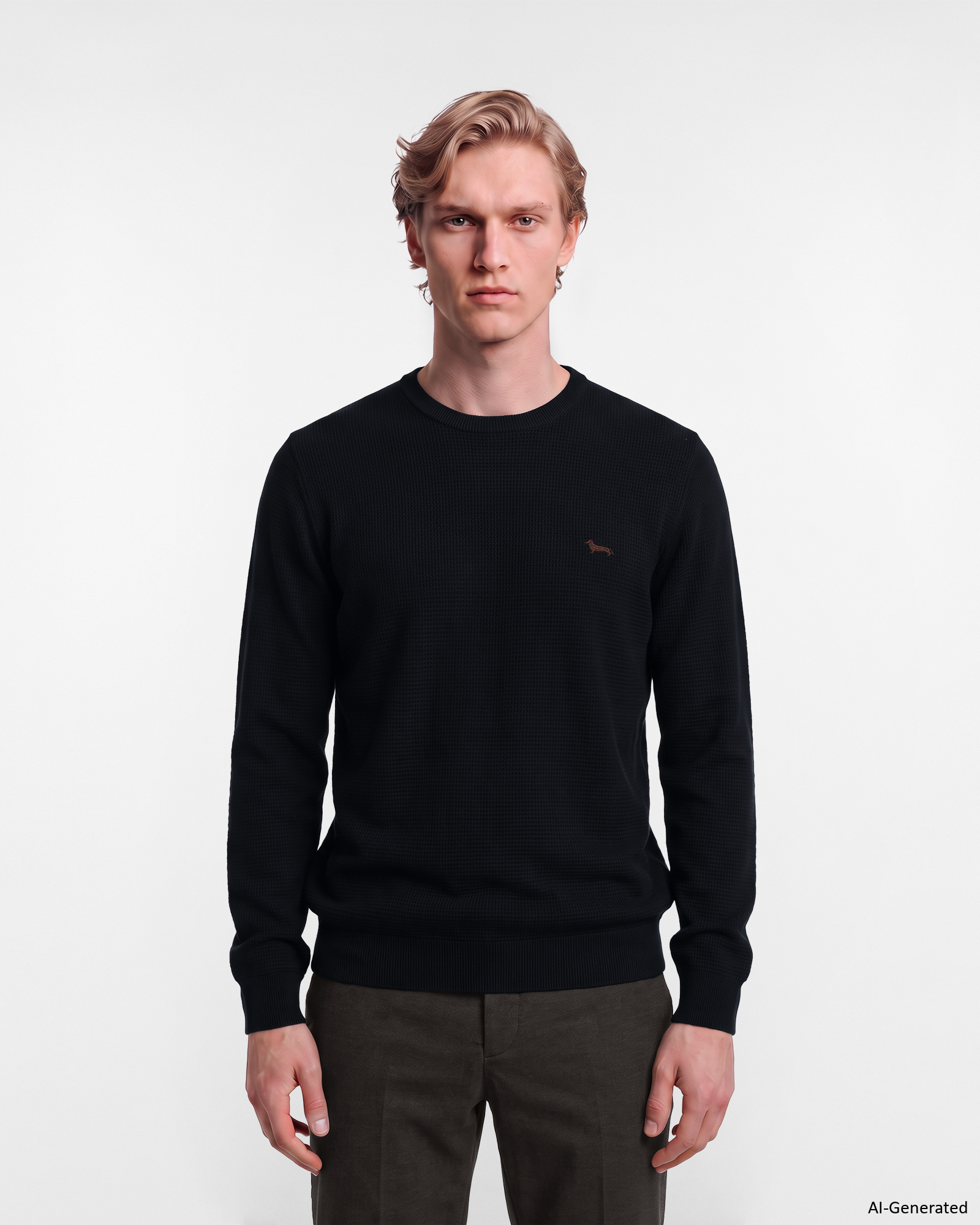 Maglia Uomo in misto lana e cotone blu Regular Fit