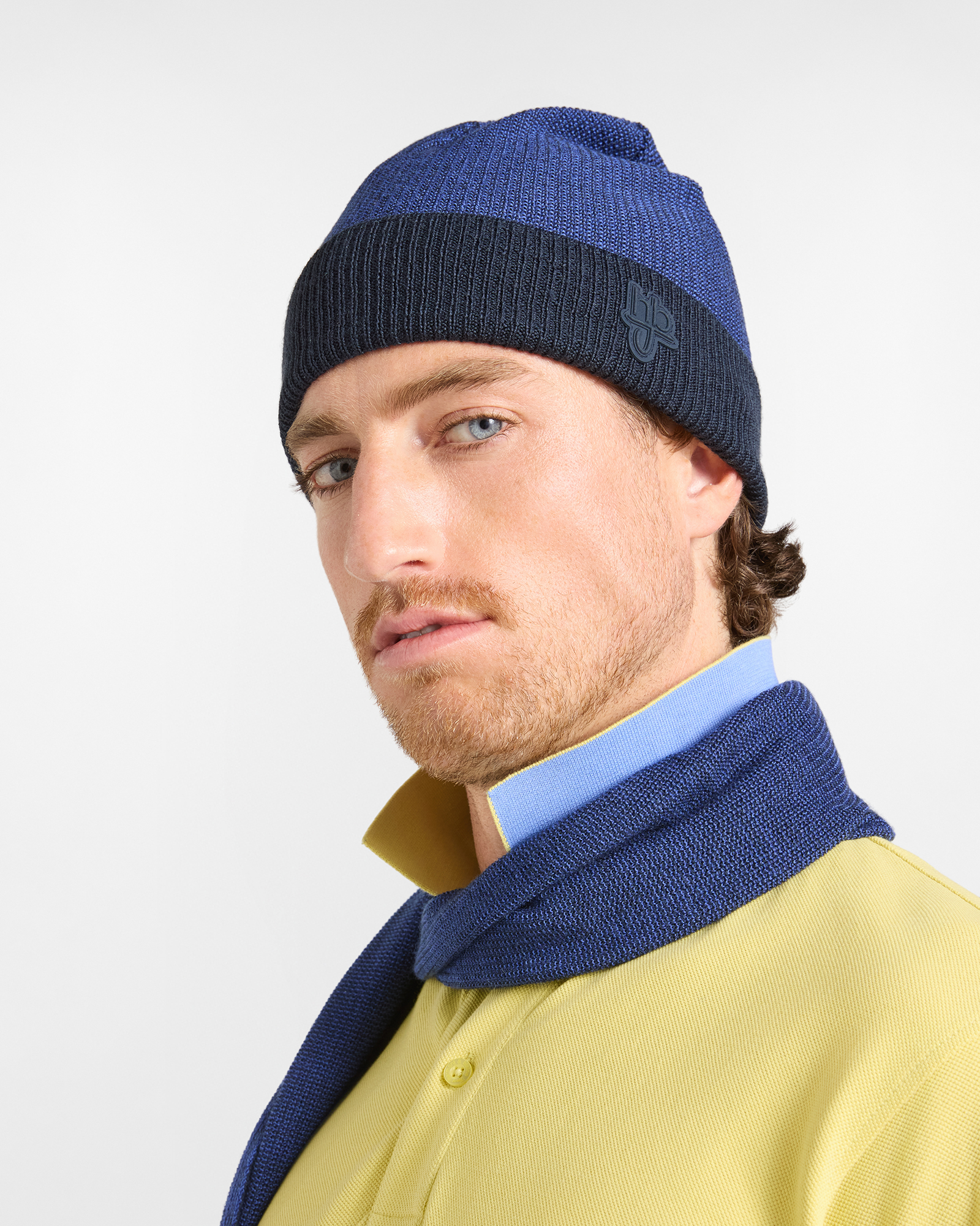 Berretto HBJ Uomo in Maglia Bicolore Blu e Blu Scuro