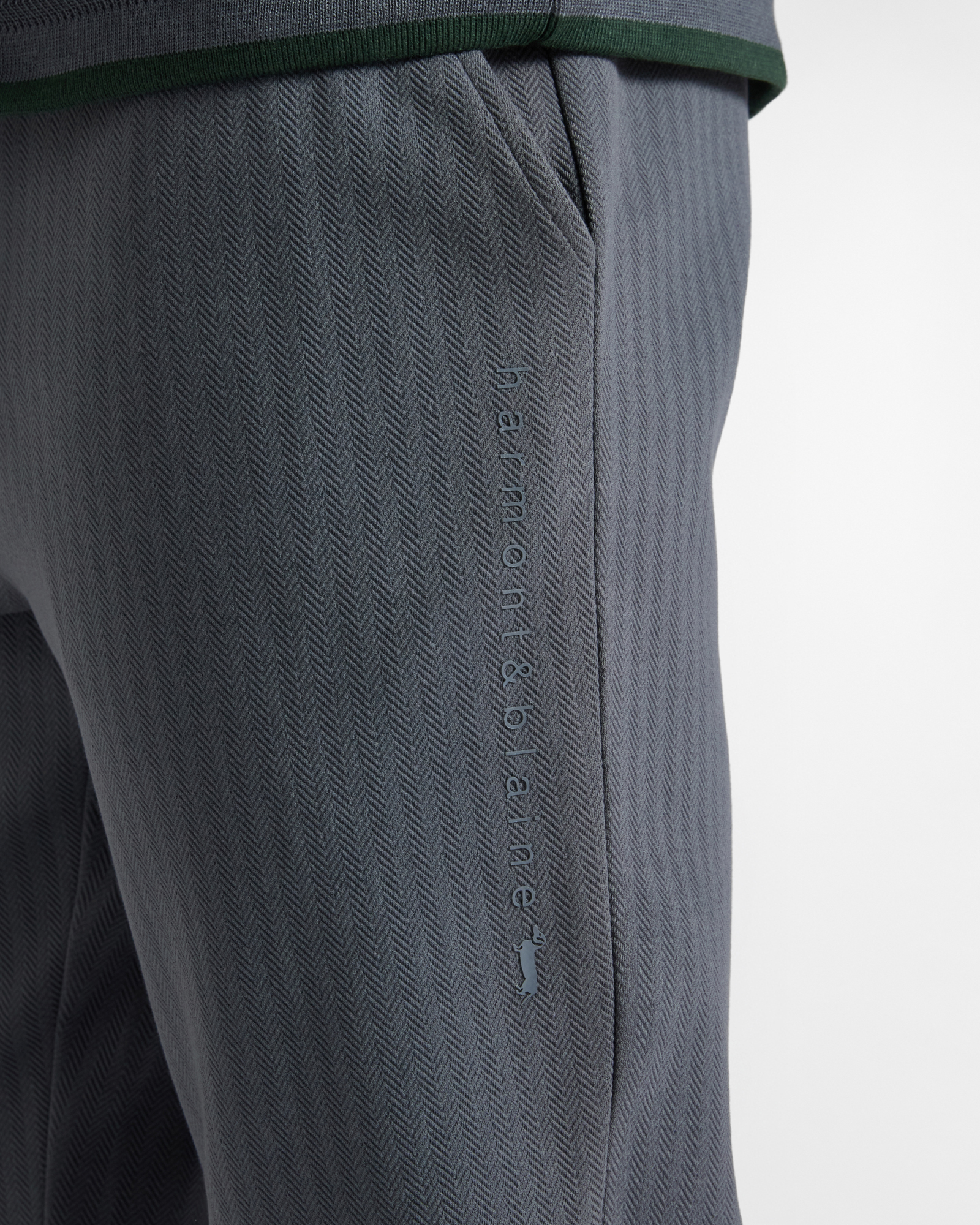 Pantalone Uomo in felpa grigio con trama herringbone, GRIGIO, large