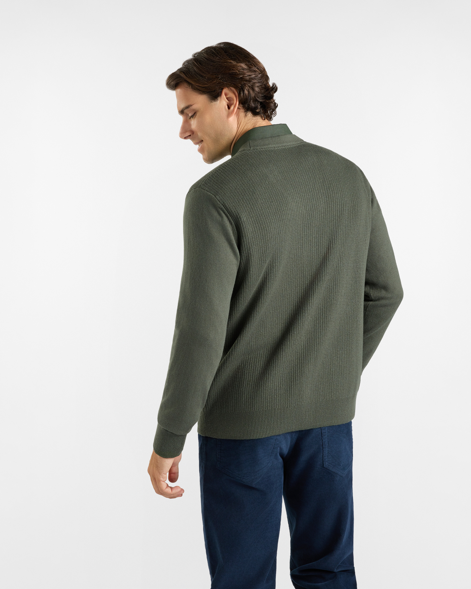 Cardigan HBJ Uomo in misto lana e cashmere, VERDE, large