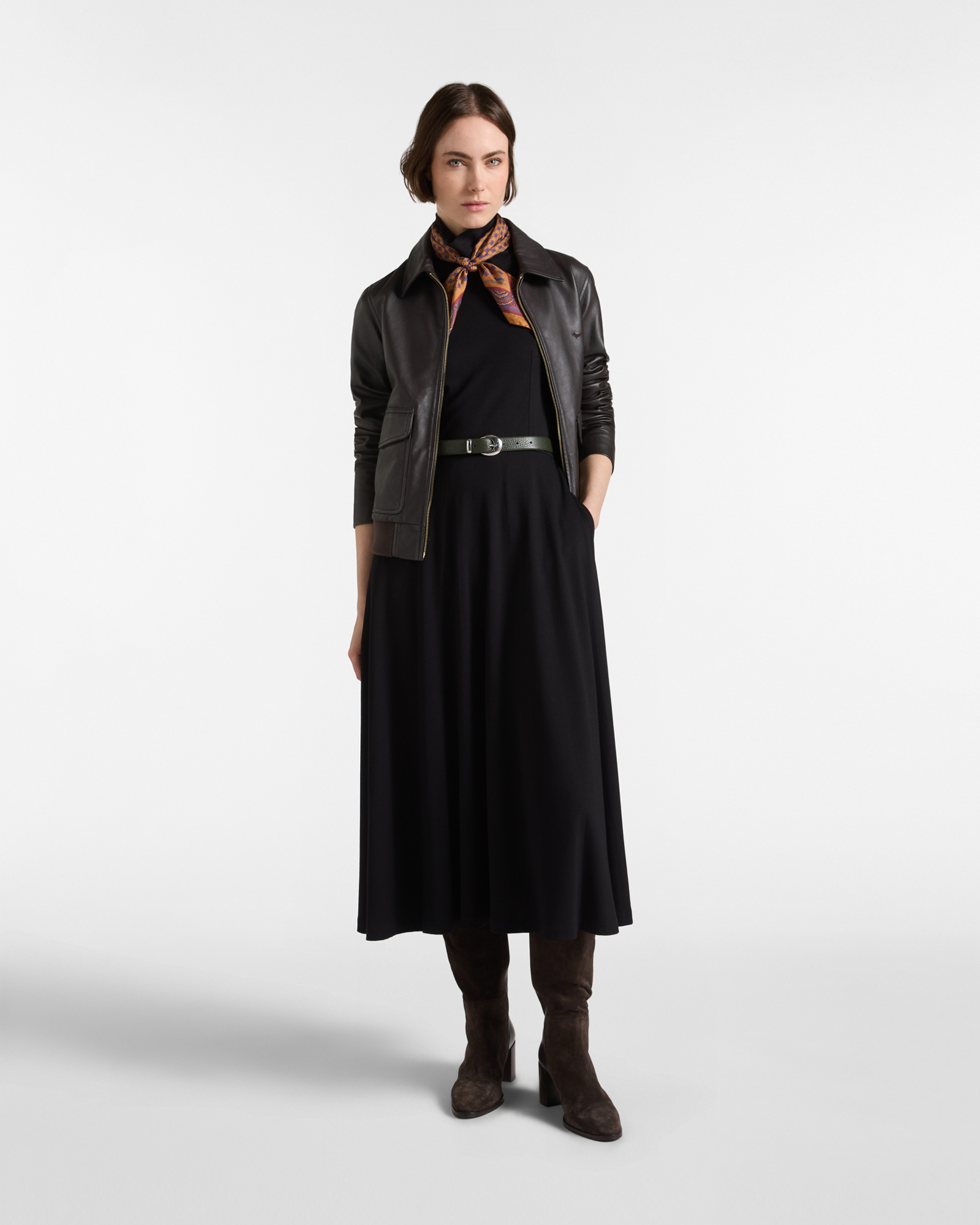 Giacca Donna in Nappa con Costine al Fondo, MARRONE SCURO, large