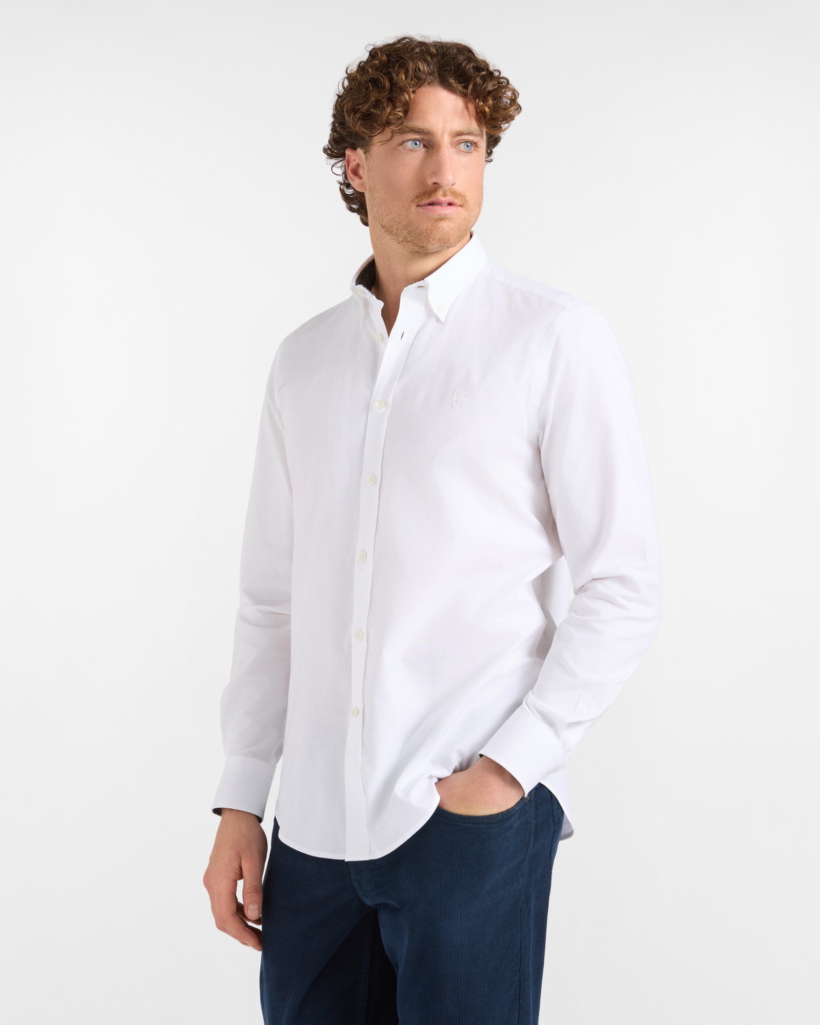 Camicia HBJ Uomo Regular Fit con collo Montecarlo in puro cotone bianco