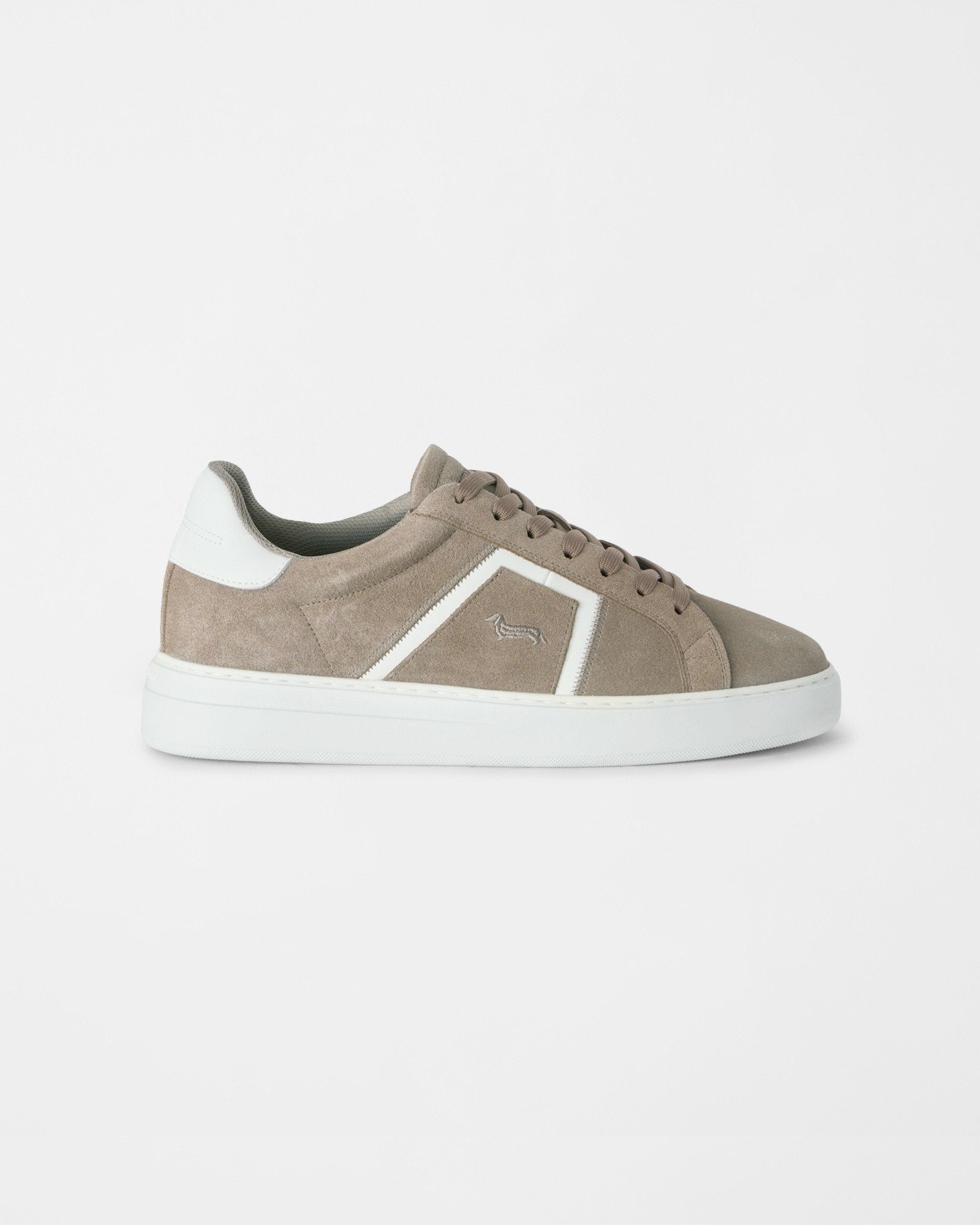 Sneaker Uomo in camoscio beige con inserti in nylon