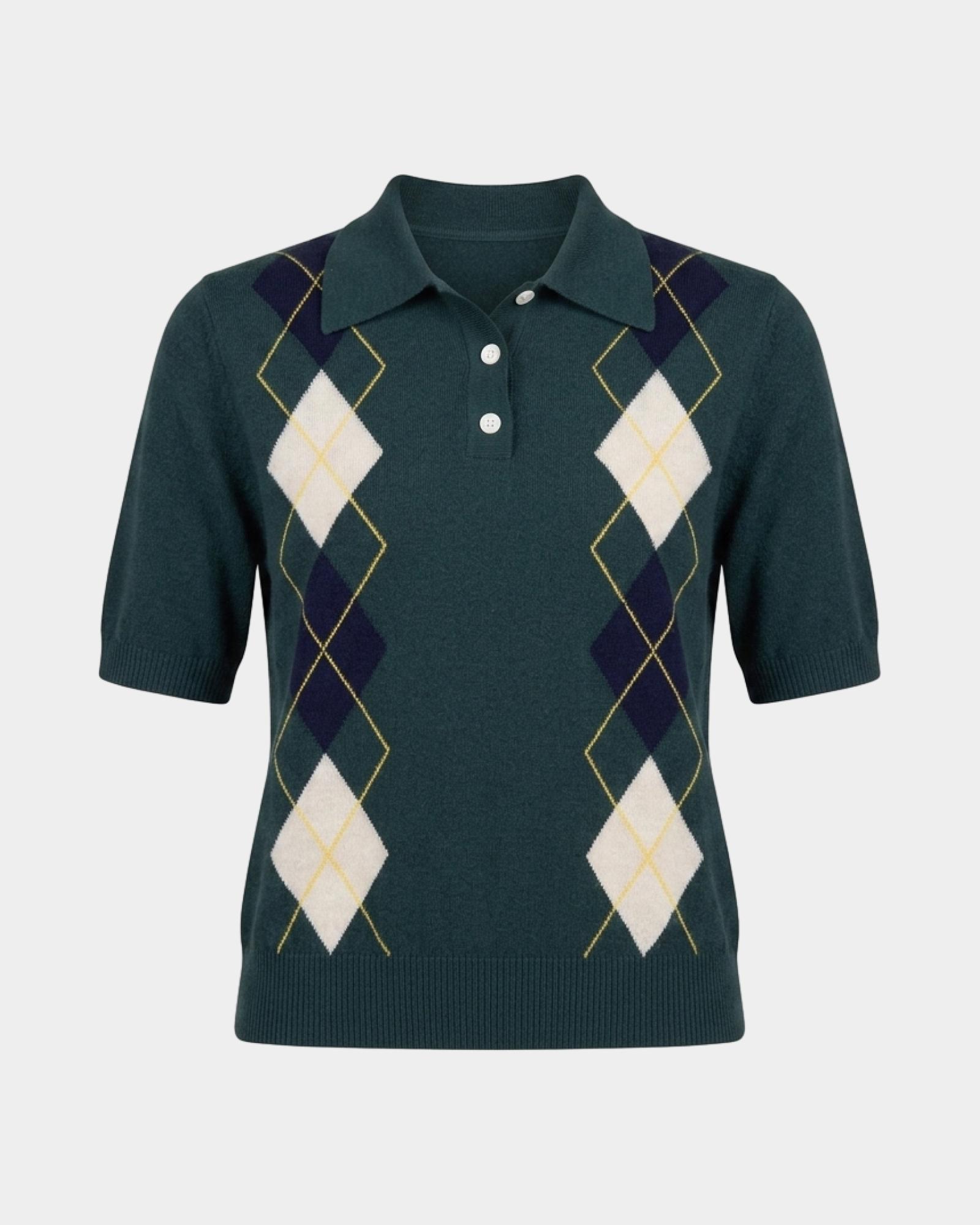 Maglia Donna con colletto polo in misto lana, VERDE, large