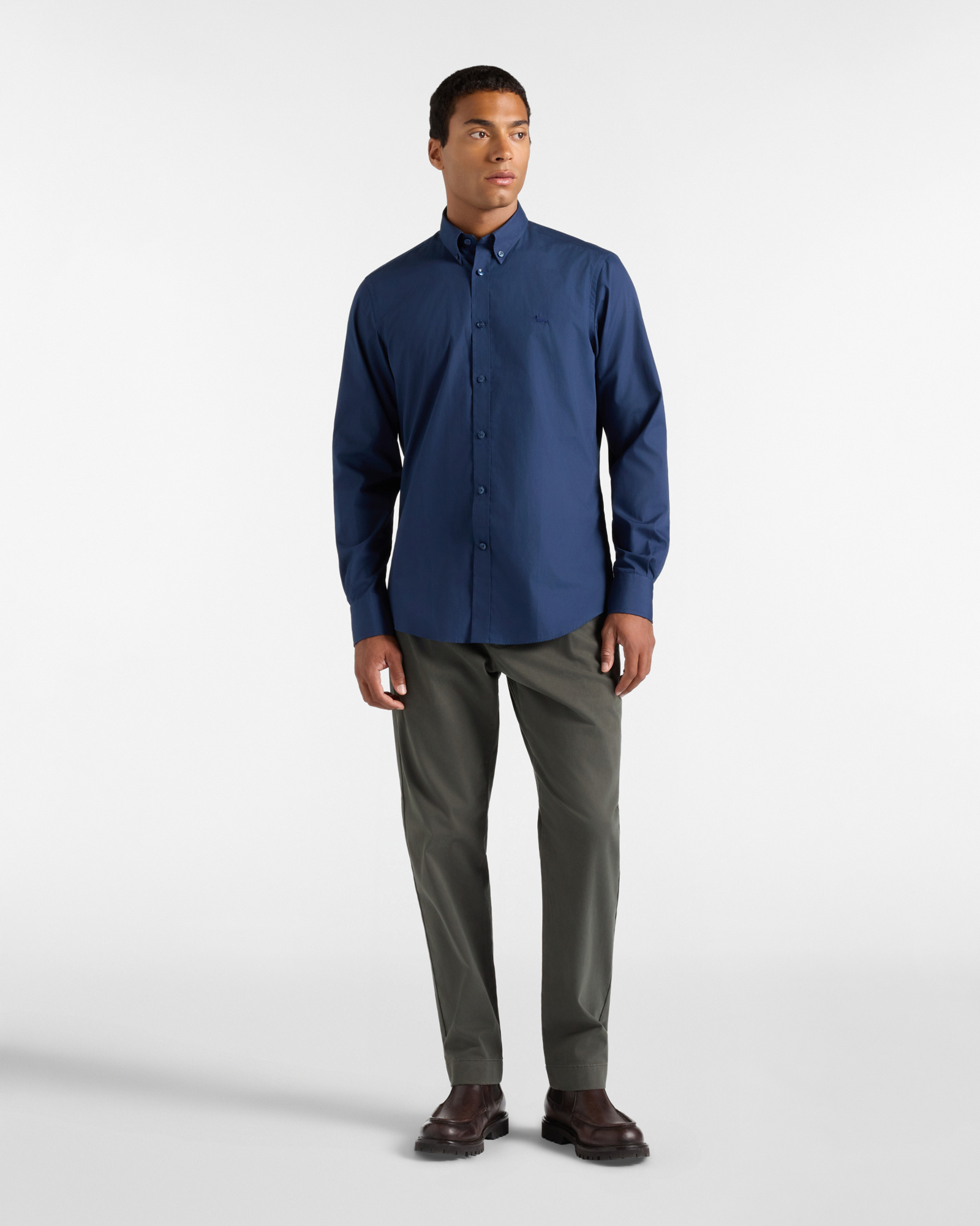 Camicia Uomo popeline Regular Fit, BLU SCURO, large
