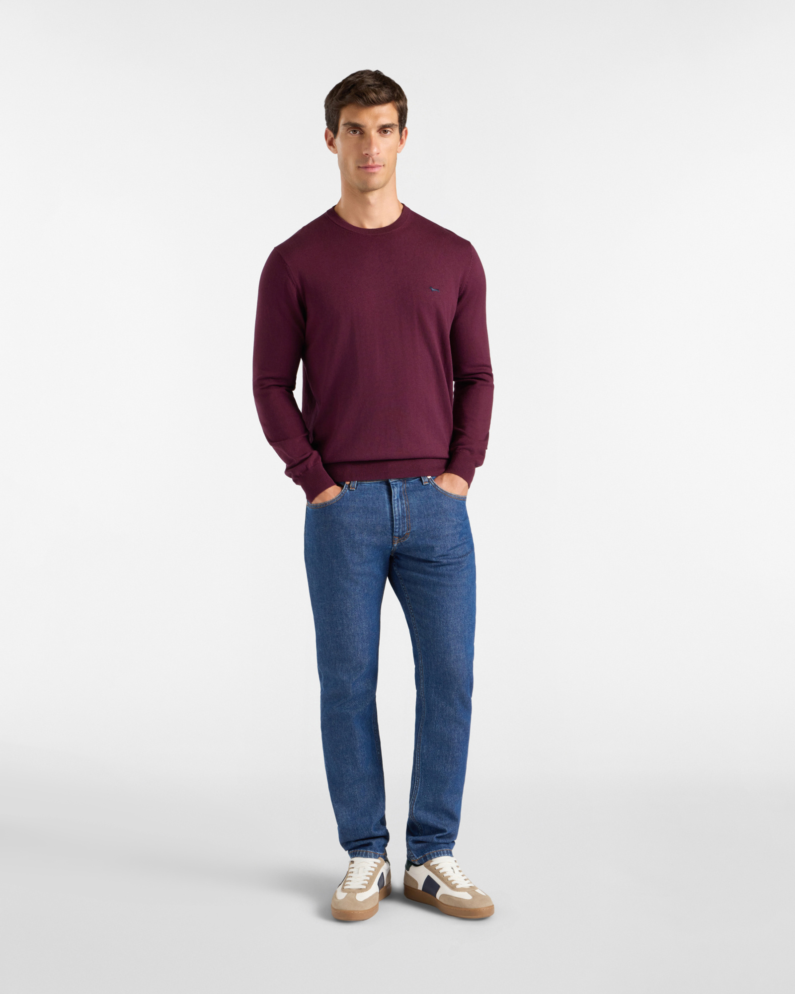 Maglia Uomo in misto lana e cotone  Regular Fit, VIOLA SCURO, large