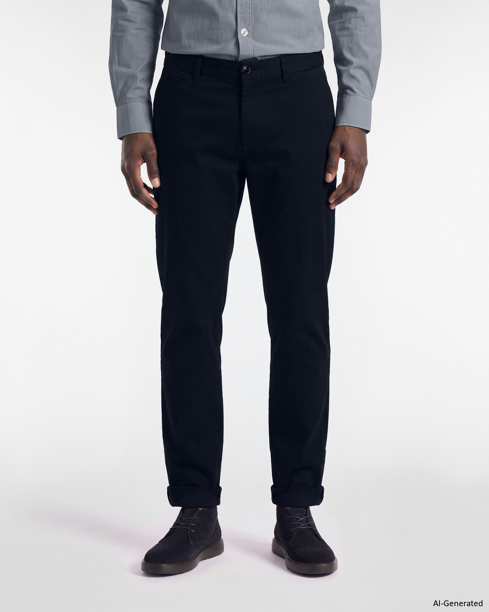 Pantalone Chino Uomo in cotone stretch blu Slim Fit