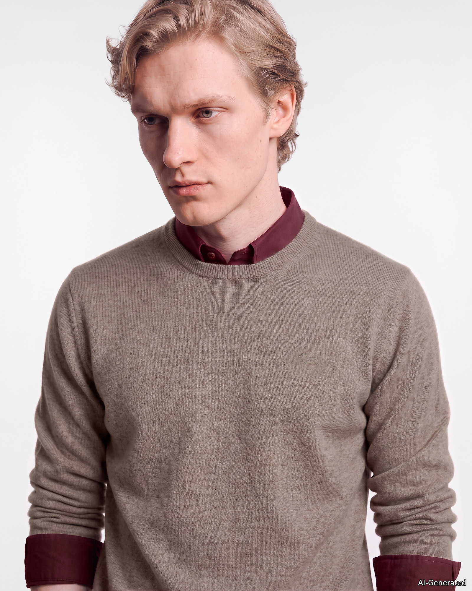 Maglia Uomo in 100% puro cashmere Regular Fit Made in Italy, BEIGE, large
