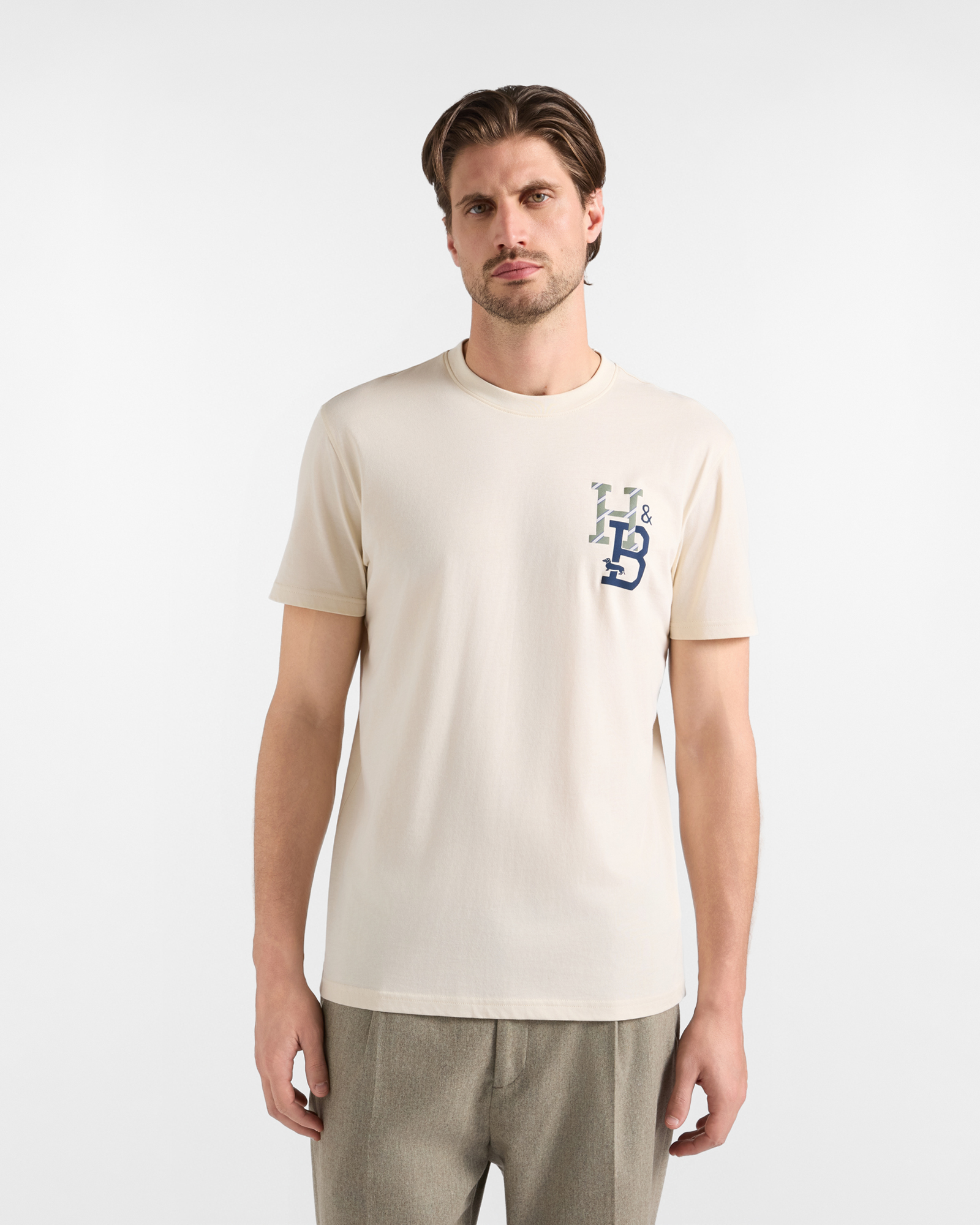 T-shirt Uomo in 100% puro cotone beige Regular Fit
