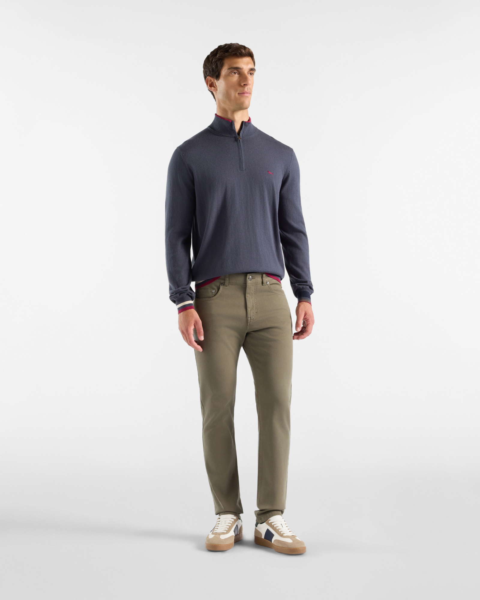 Pantalone 5 tasche Uomo in cotone stretch Narrow Fit, VERDE PETROLIO, large