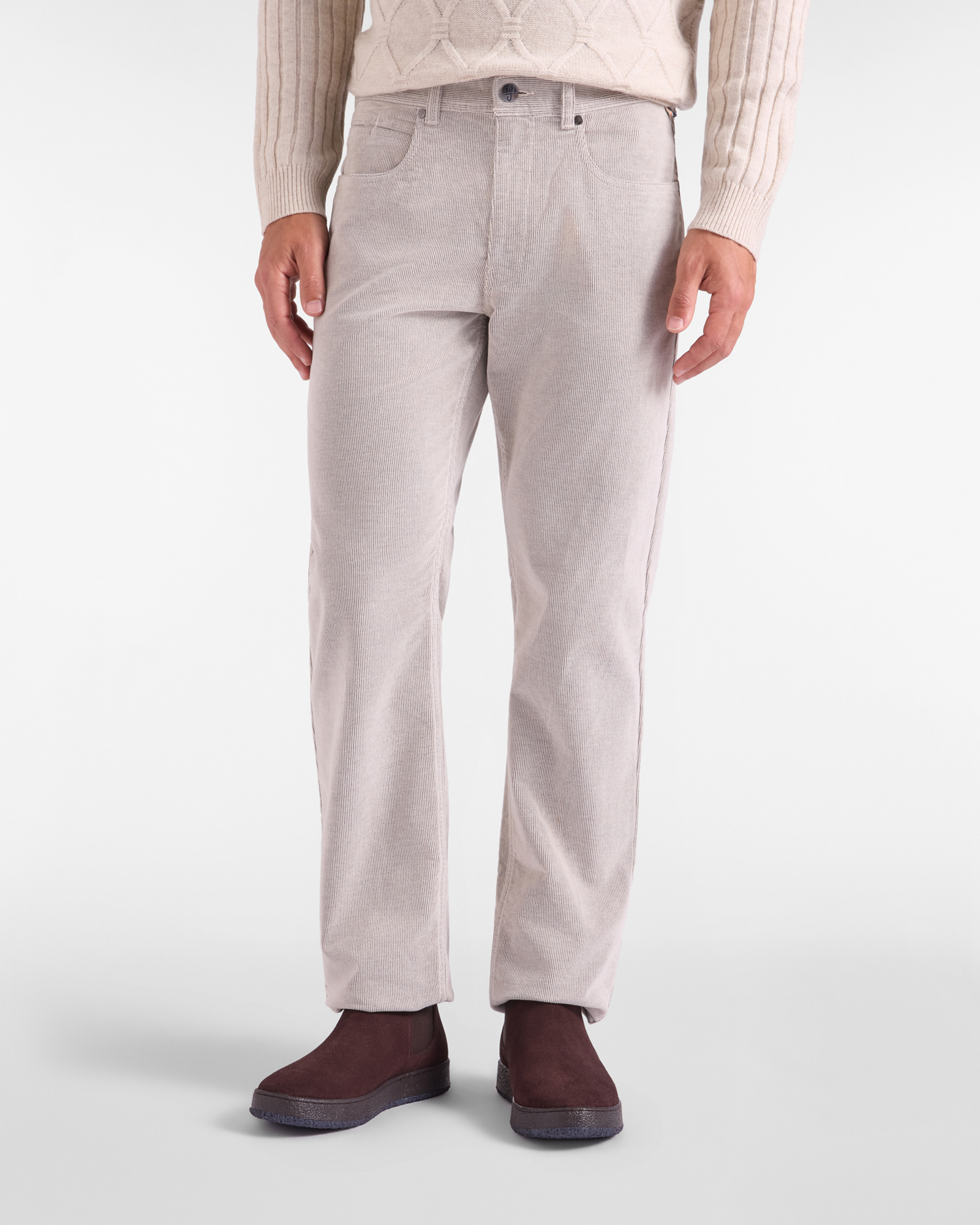 Pantalone HBJ Uomo Regular Fit 5 Tasche in Velluto di Cotone Stretch Bianco Naturale