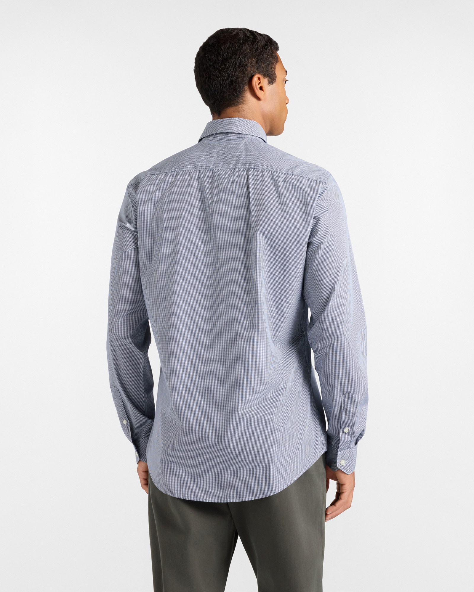 Camicia Uomo Micro Vichy tinto filo Narrow Fit, BLUETTE, large