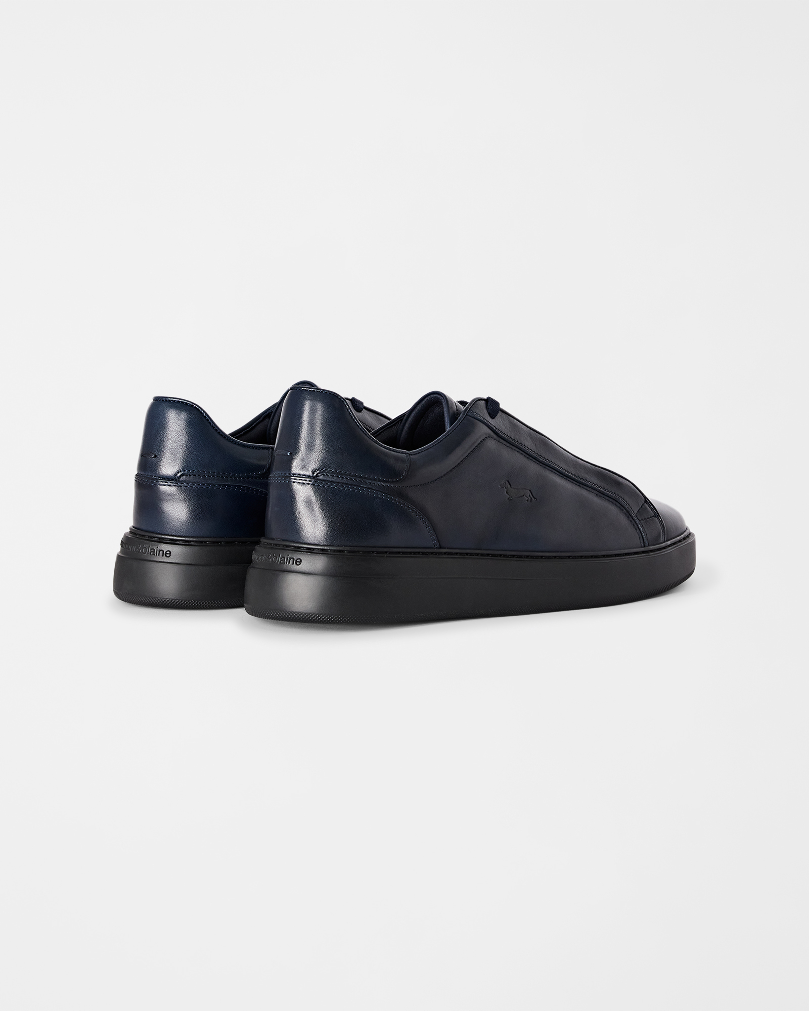 Sneaker Uomo in Pelle con Allacciatura Elastica, BLU, large