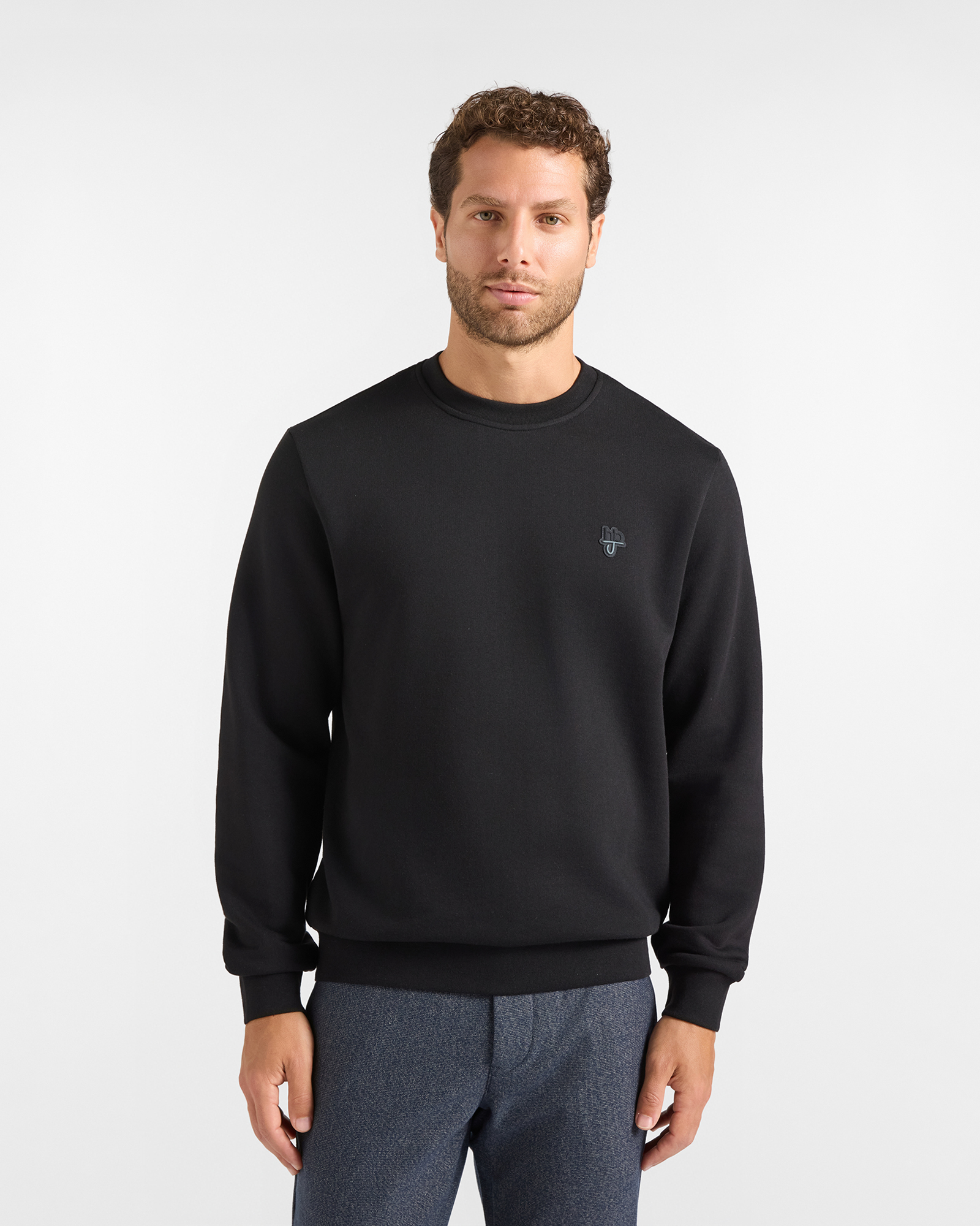 Felpa HBJ Uomo con patch logo in misto cotone nero
