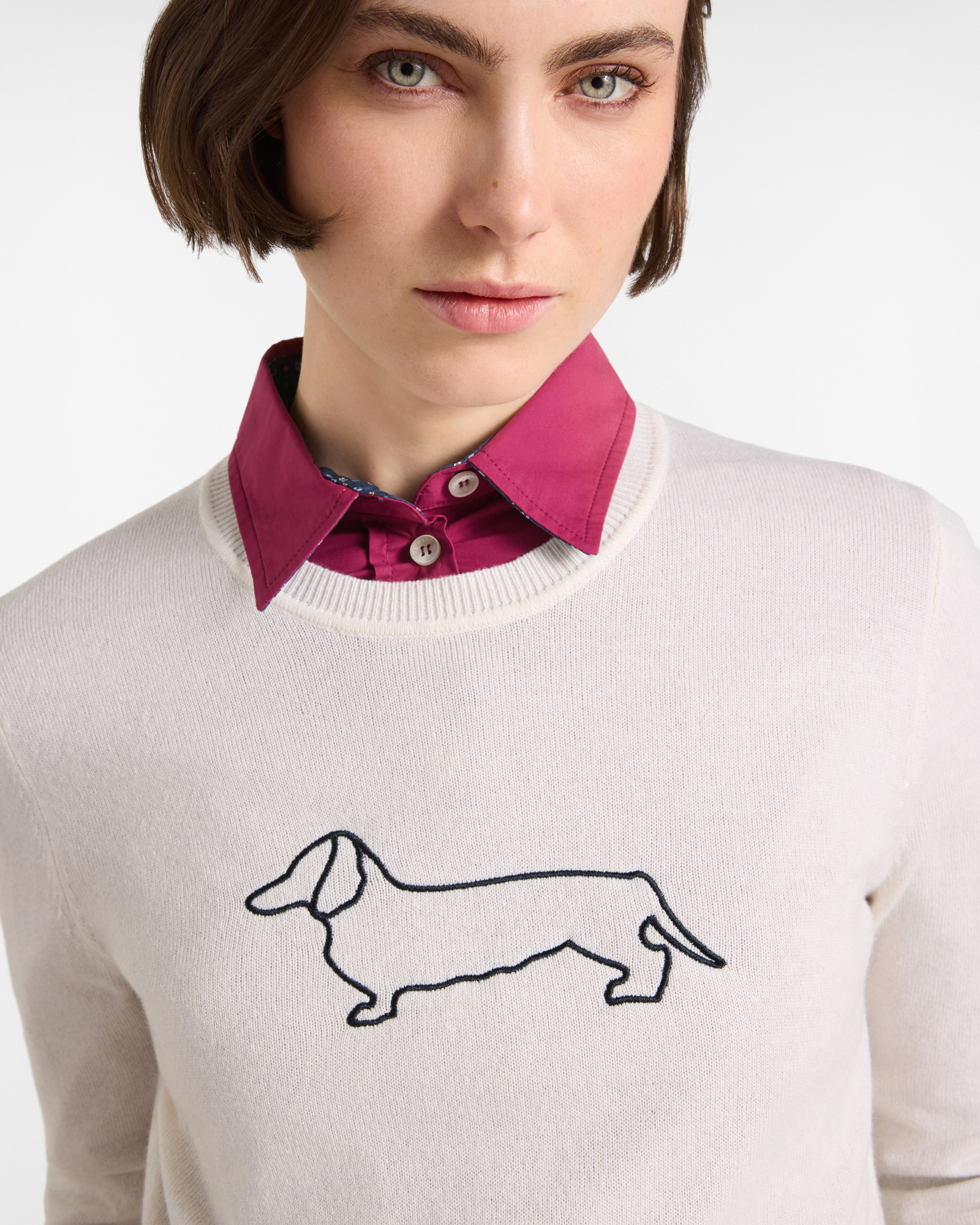 Maglia Donna in misto lana Regular Fit Made in Italy, BIANCO, large