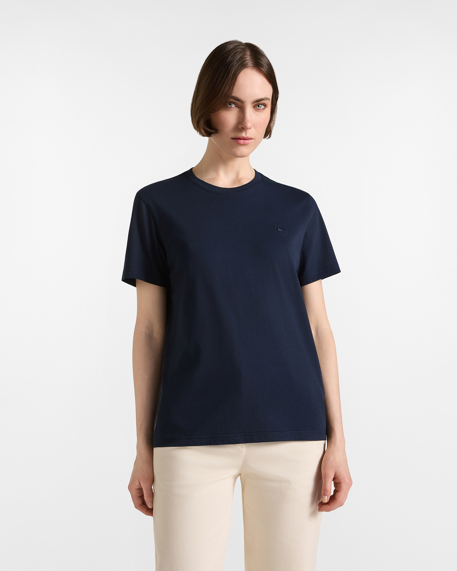 T-shirt Donna girocollo in 100% puro cotone blu
