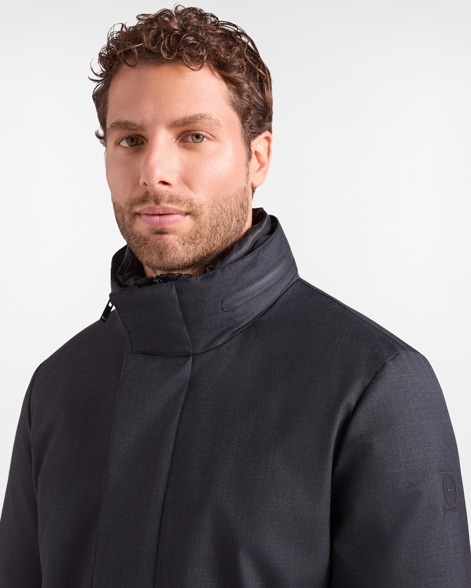 Field Jacket Uomo in Misto Lana Tecnica, ANTRACITE, large