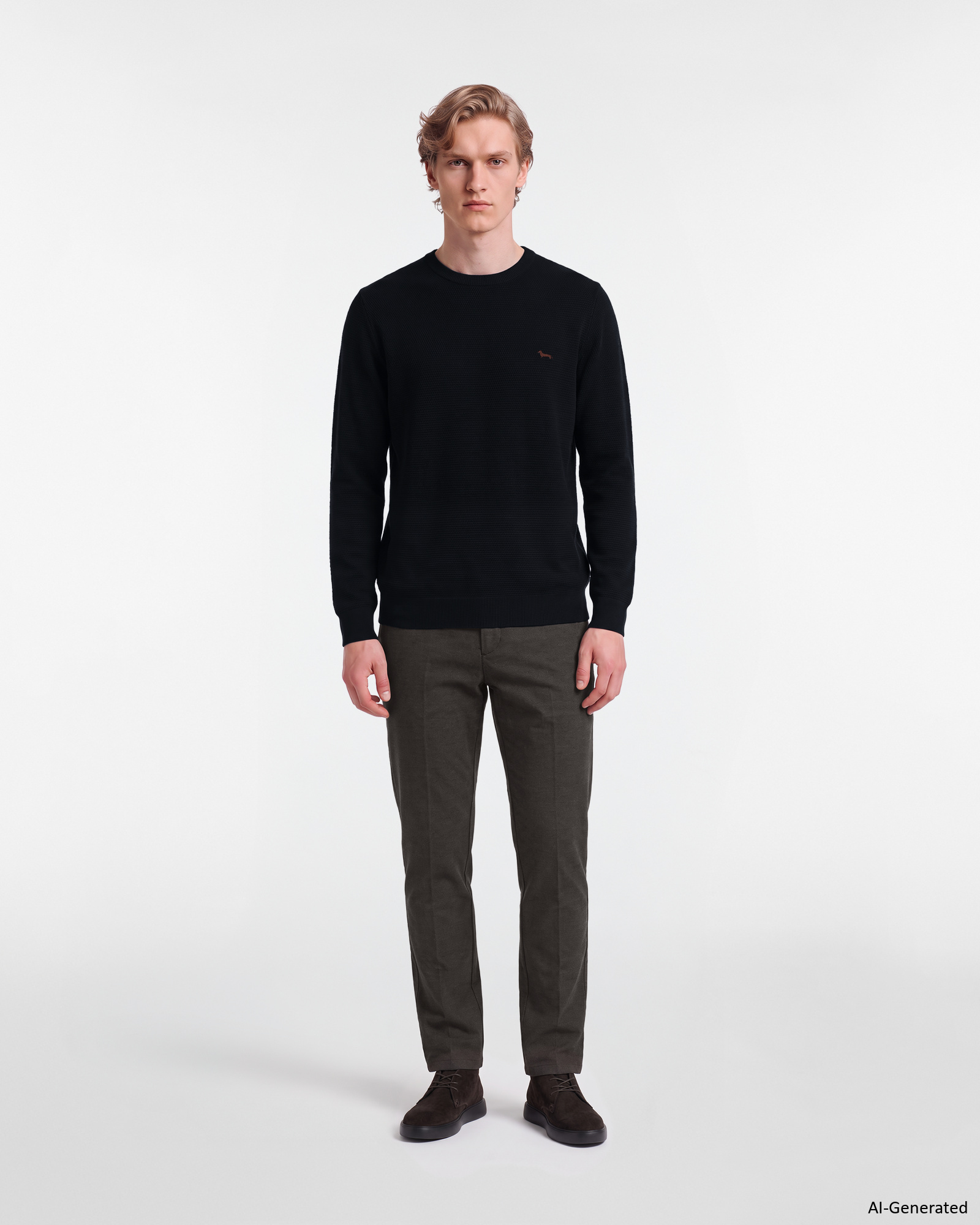 Maglia Uomo in misto lana e cotone Regular Fit, BLU NAVY, large
