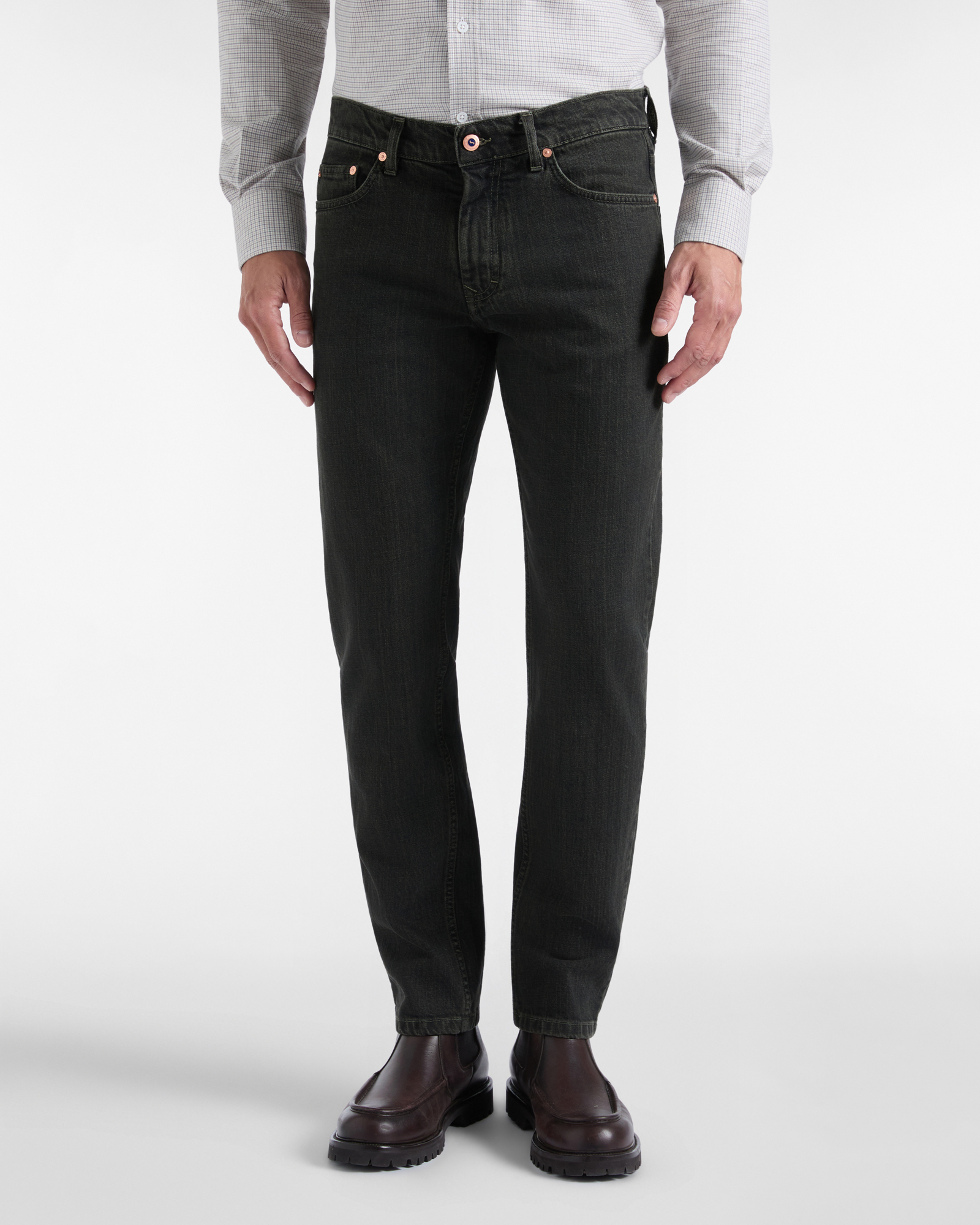 Jeans Uomo 5 tasche denim di cotone stretch verde