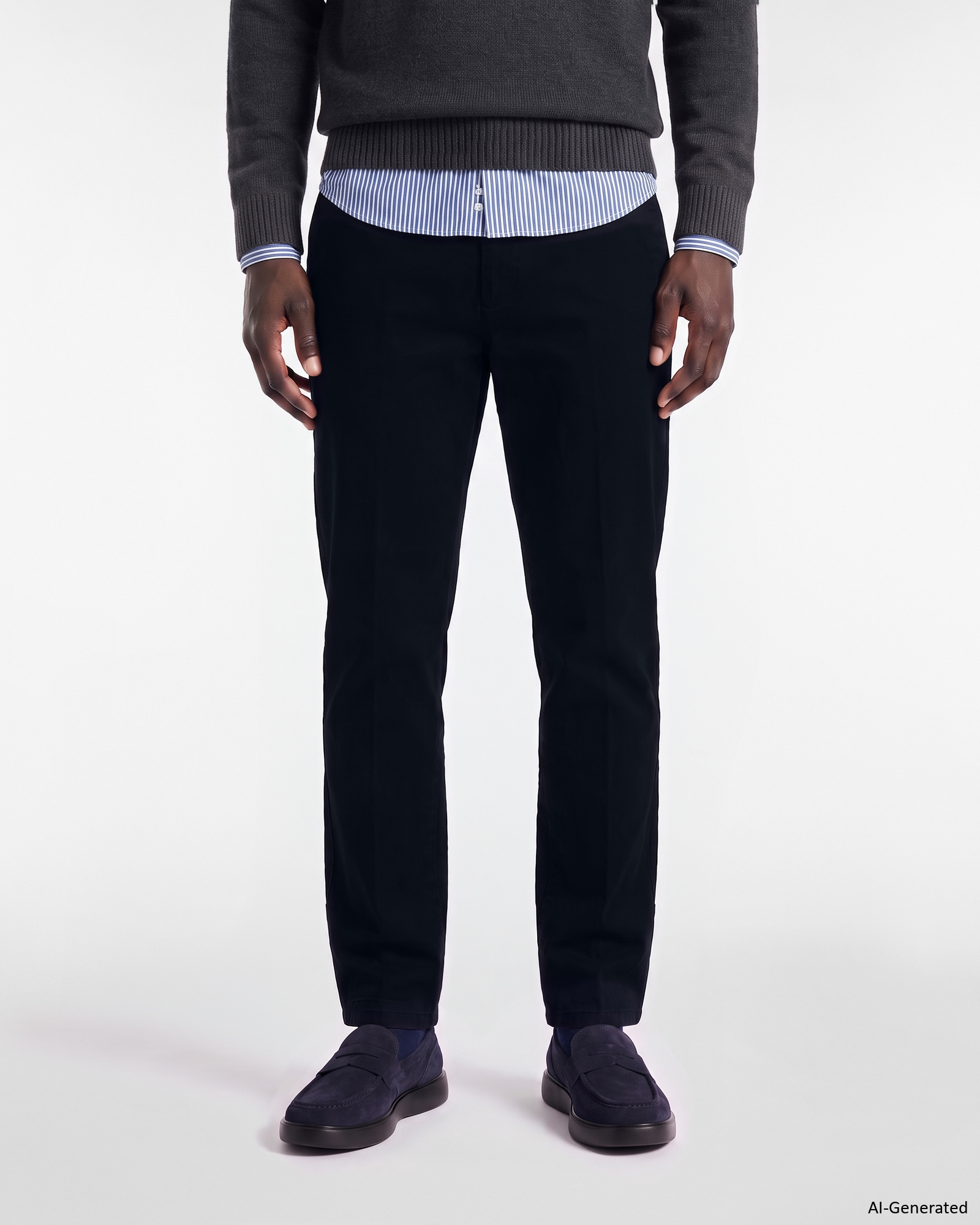 Pantalone Chino Uomo in cotone stretch blu Regular Fit