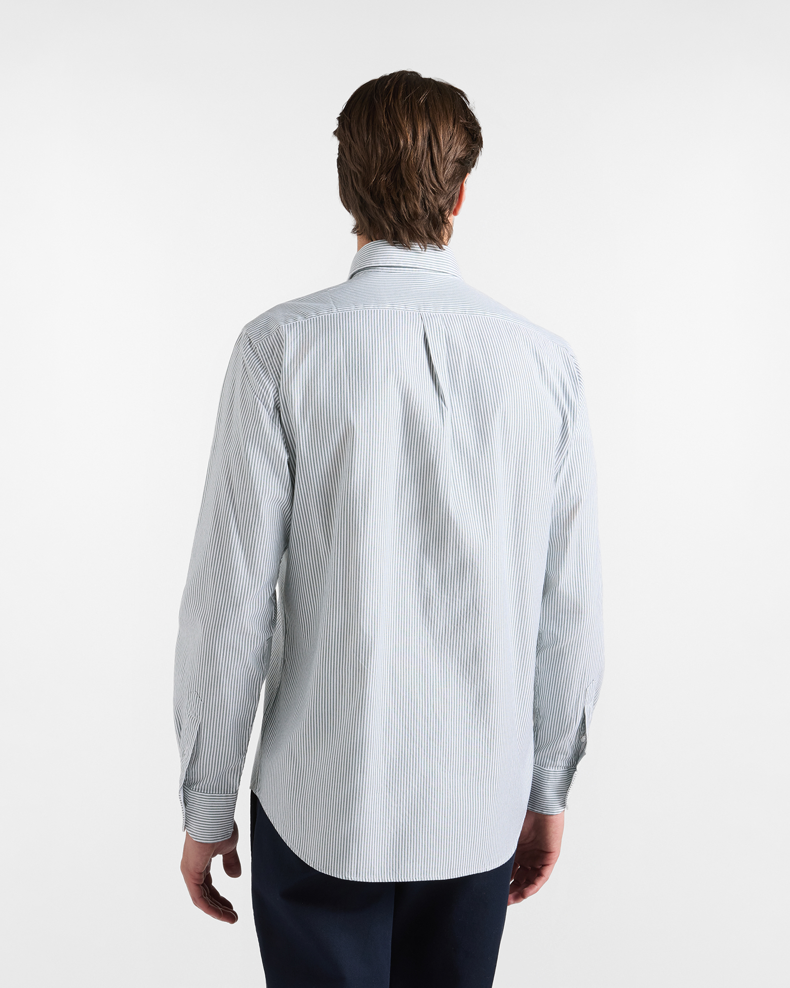 Camicia Uomo riga oxford tinto filo Regular Fit, VERDE BOTTIGLIA, large