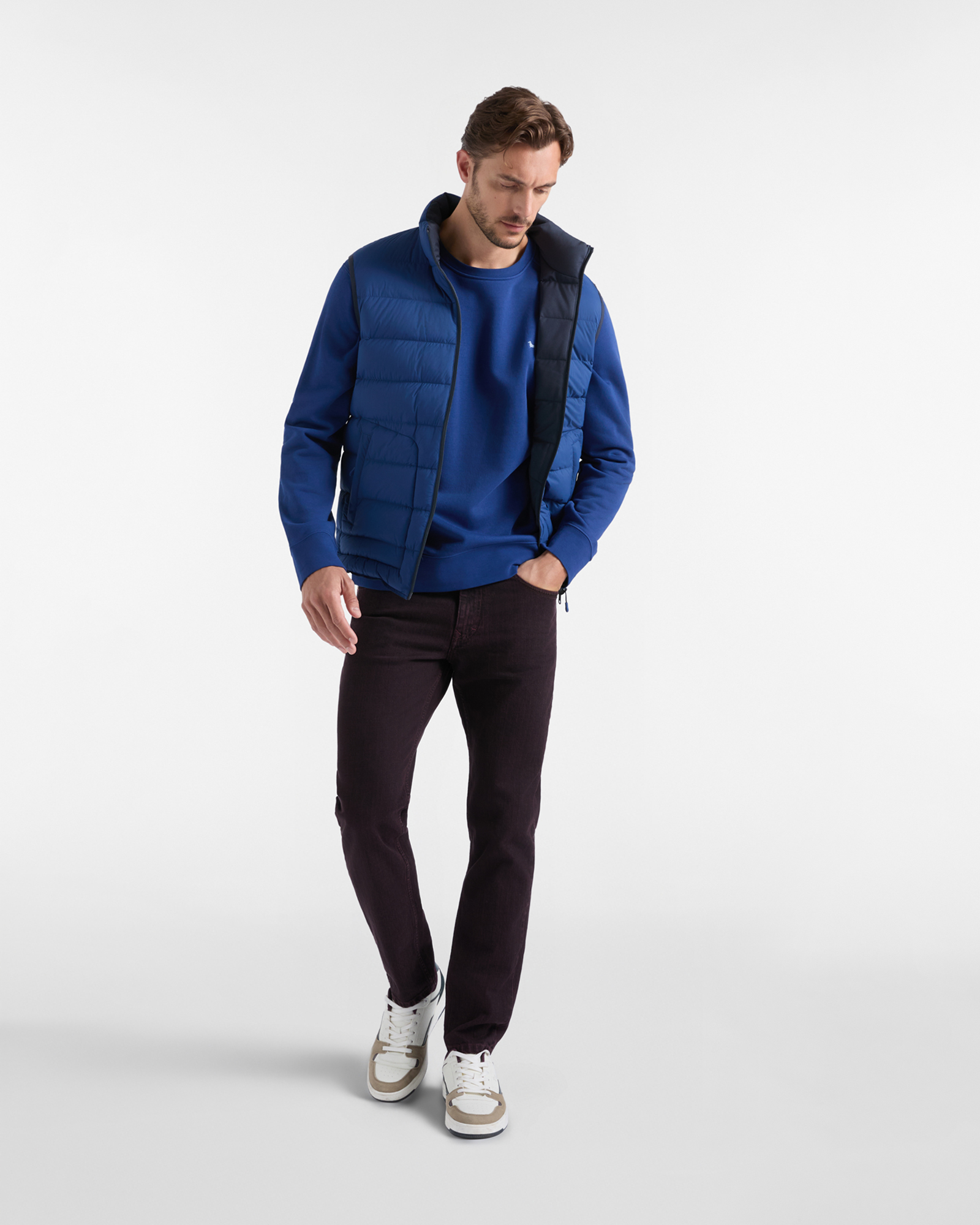 Felpa Uomo girocollo in felpa garzata Regular Fit, BLU SPORT, large
