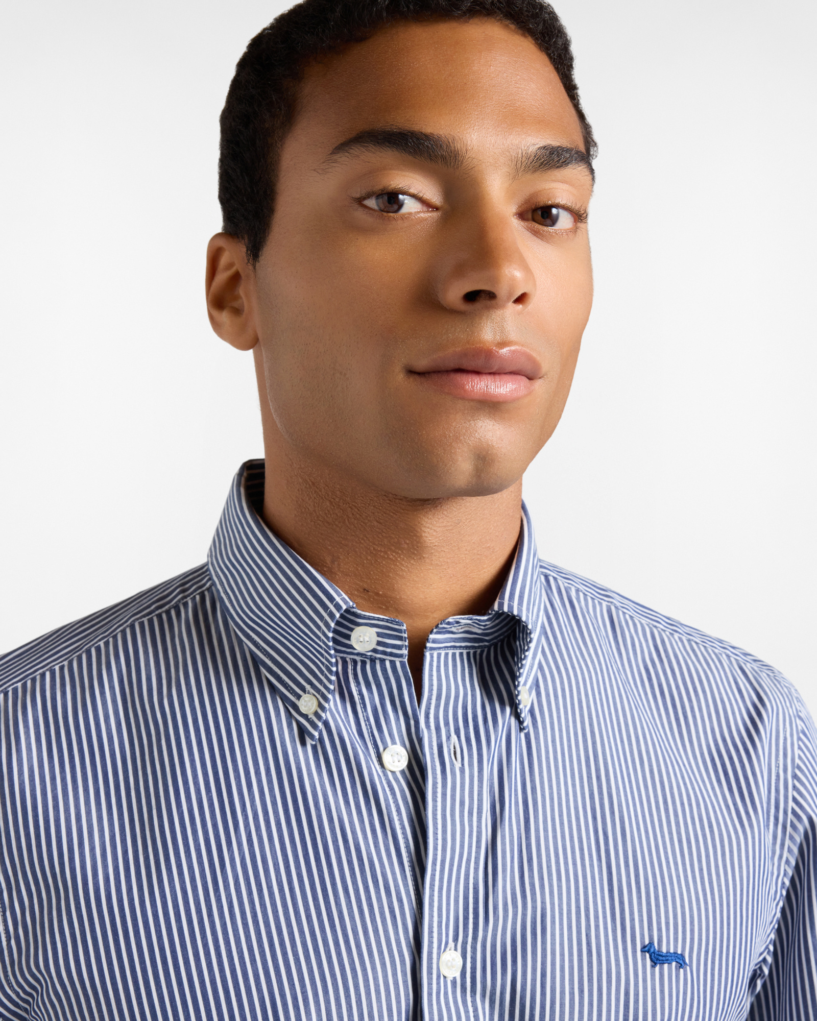 Camicia Uomo riga fondo colorato tinto filo Regular Fit blu, BLUETTE, large