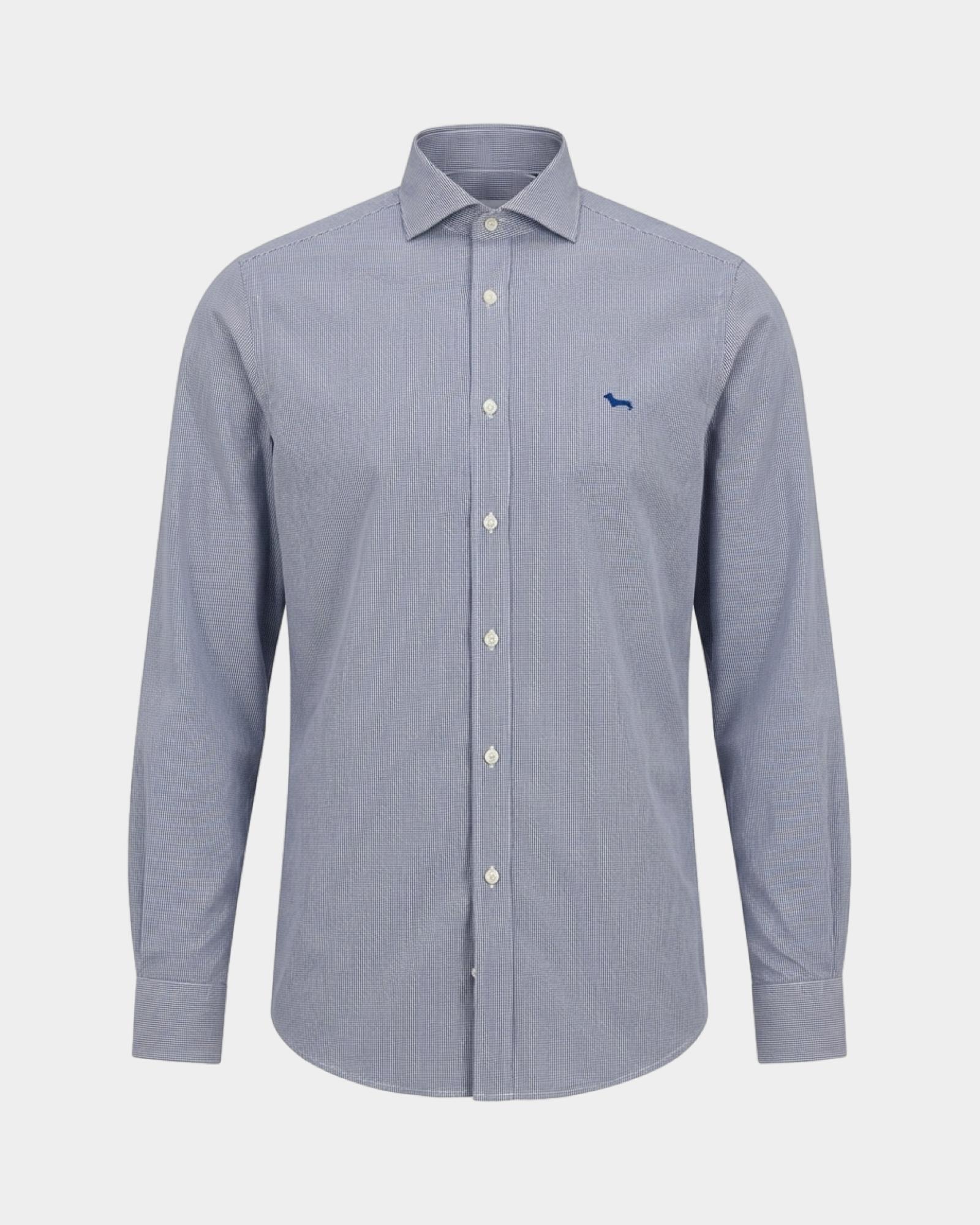Camicia Uomo Micro Vichy tinto filo Narrow Fit, BLUETTE, large