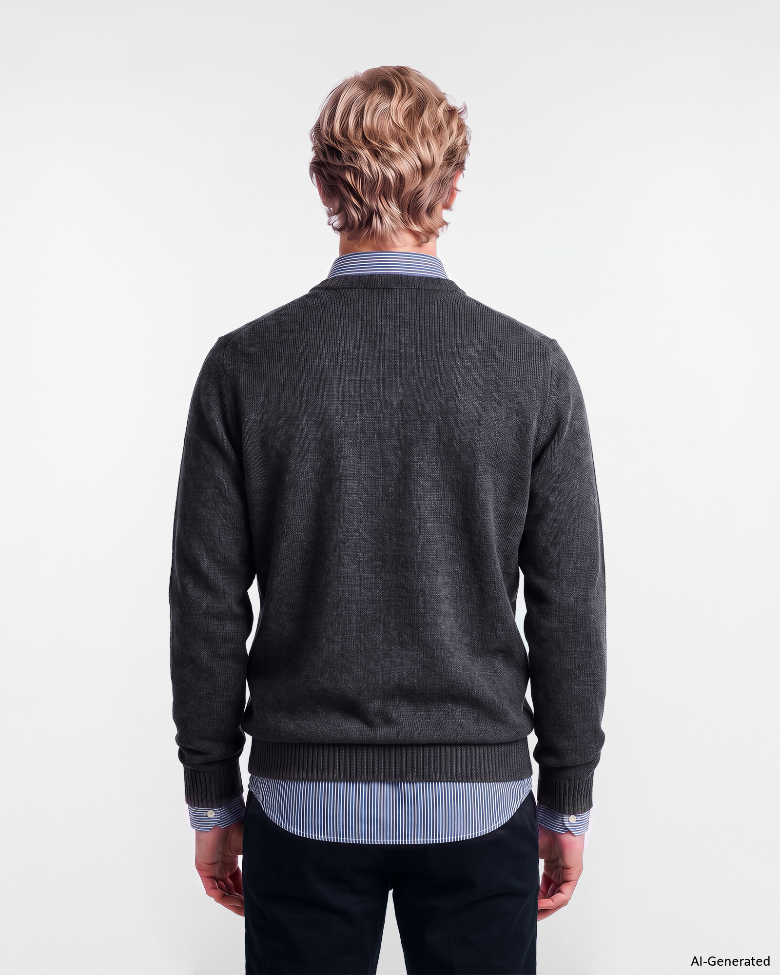 Maglia Uomo con scollo a V in misto lana Regular Fit Made in Italy, BLU NAVY, large