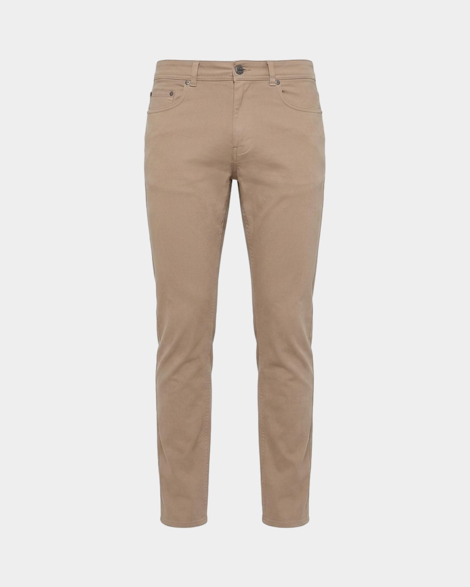 Pantalone HBJ Uomo 5 Tasche Narrow Fit in Gabardina di Cotone Stretch, BEIGE, large