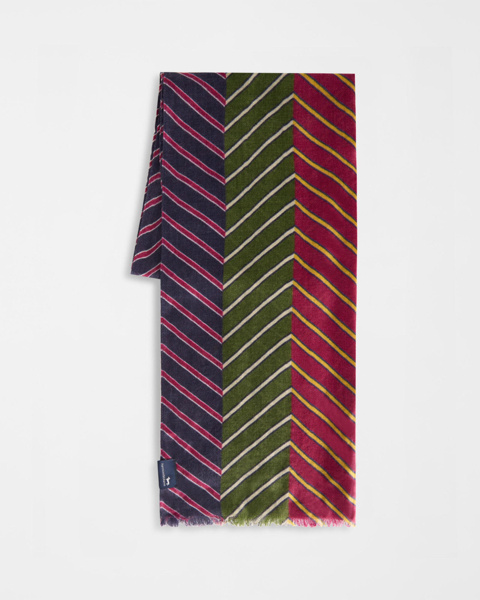 Sciarpa Uomo Regimental in Lana con Motivo Chevron Multicolor