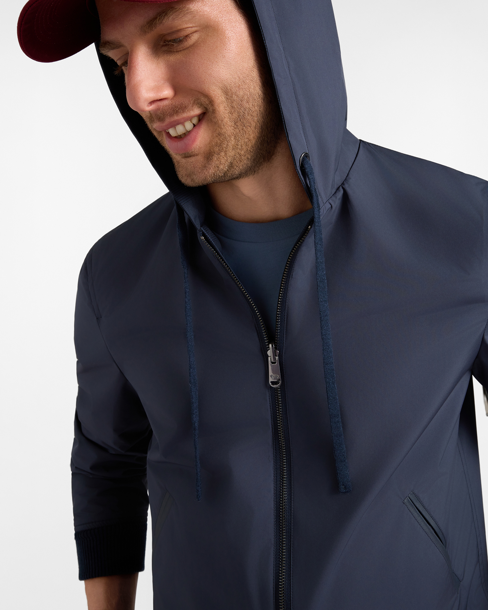 Giubbino da uomo reversibile in misto lana blu Principe di Galles, BLU NAVY, large