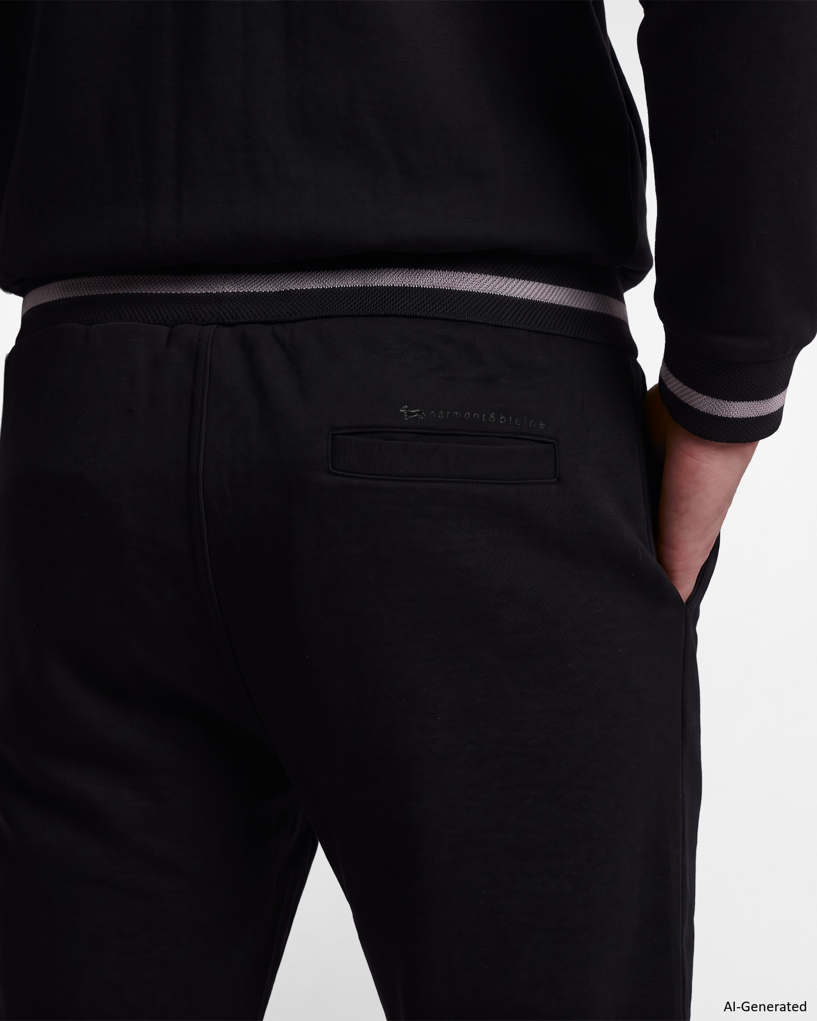 Pantalone Uomo in felpa garzata con tasche in misto cotone, NERO, large