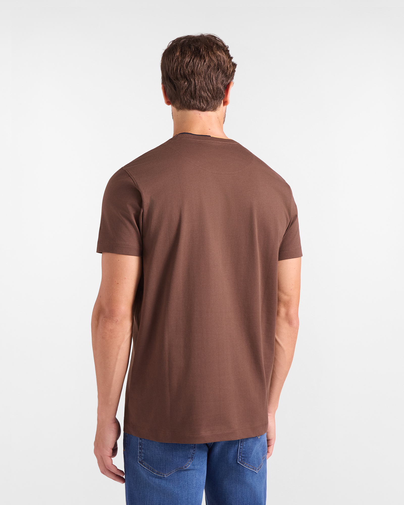 T-shirt HBJ Uomo con Stampa Flock in Puro Cotone, MARRONE, large