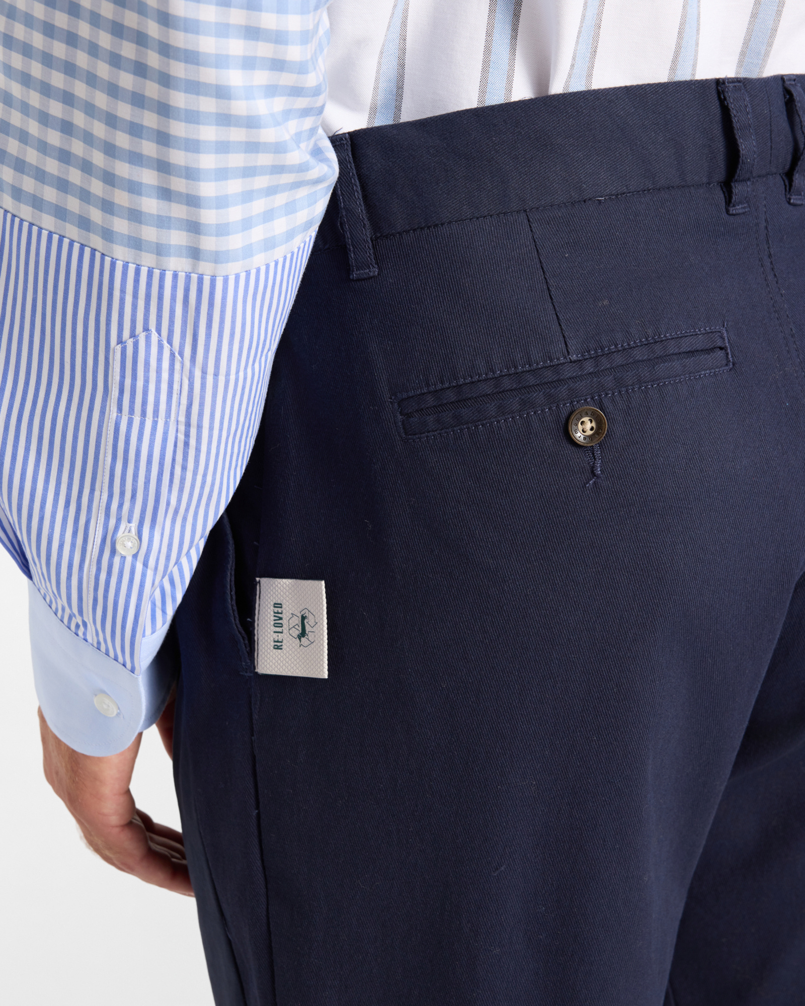 Pantalone Uomo Re-Loved in Cotone Stretch Made in Italy, BLU SCURO, large