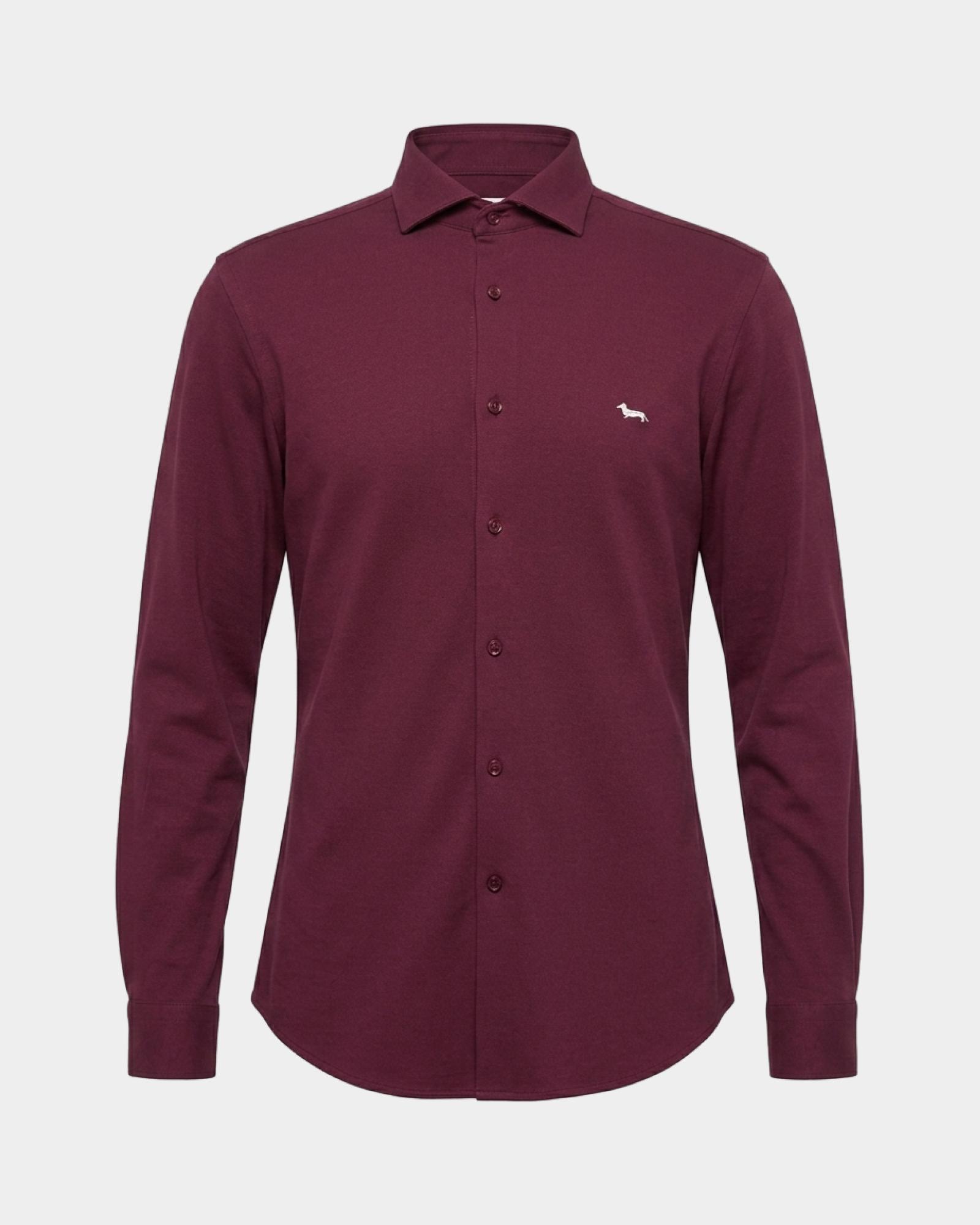 Camicia Uomo in piquet tinta unita Narrow Fit, VIOLA SCURO, large