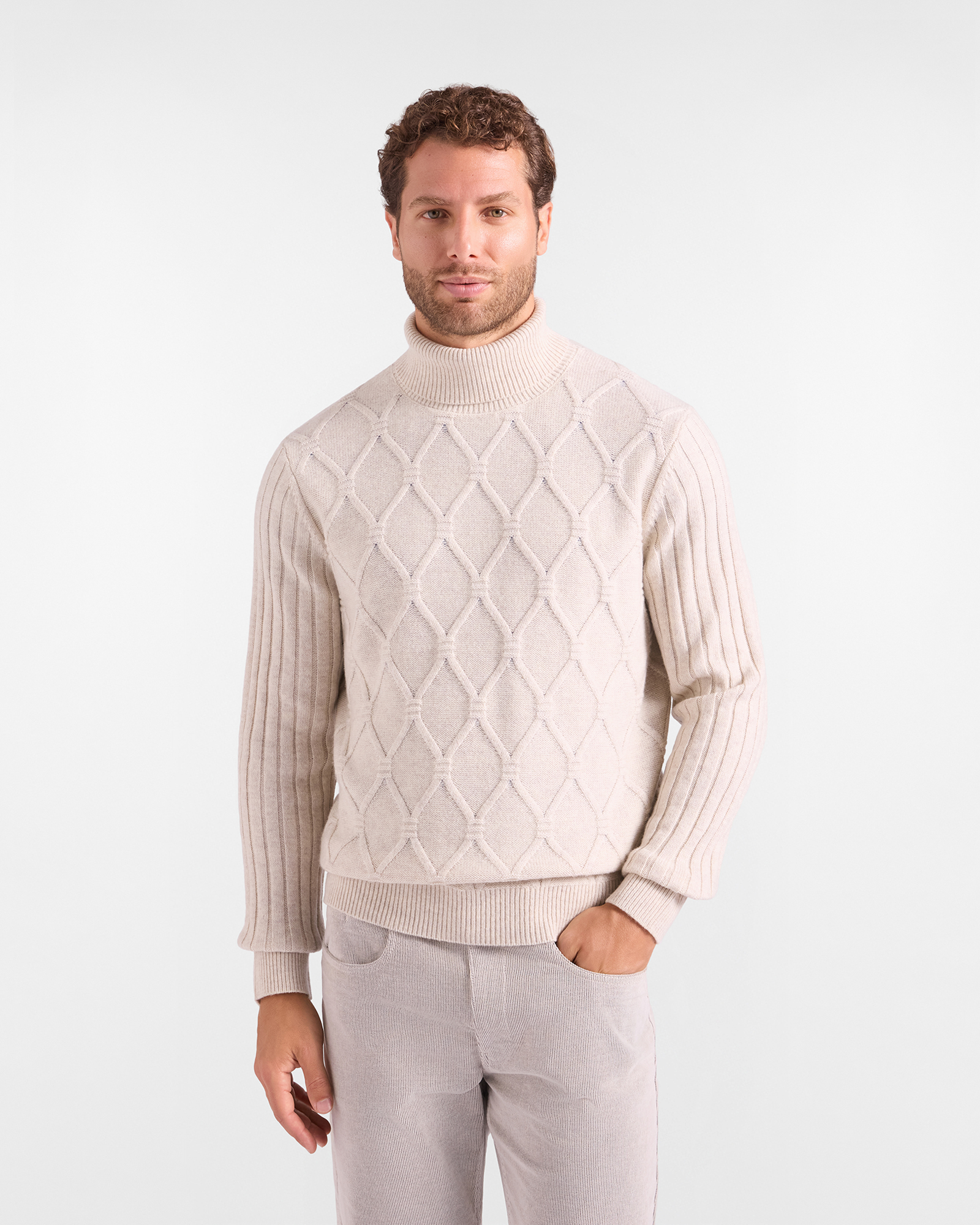 Dolcevita HBJ Uomo in Misto Mohair Bianco Naturale