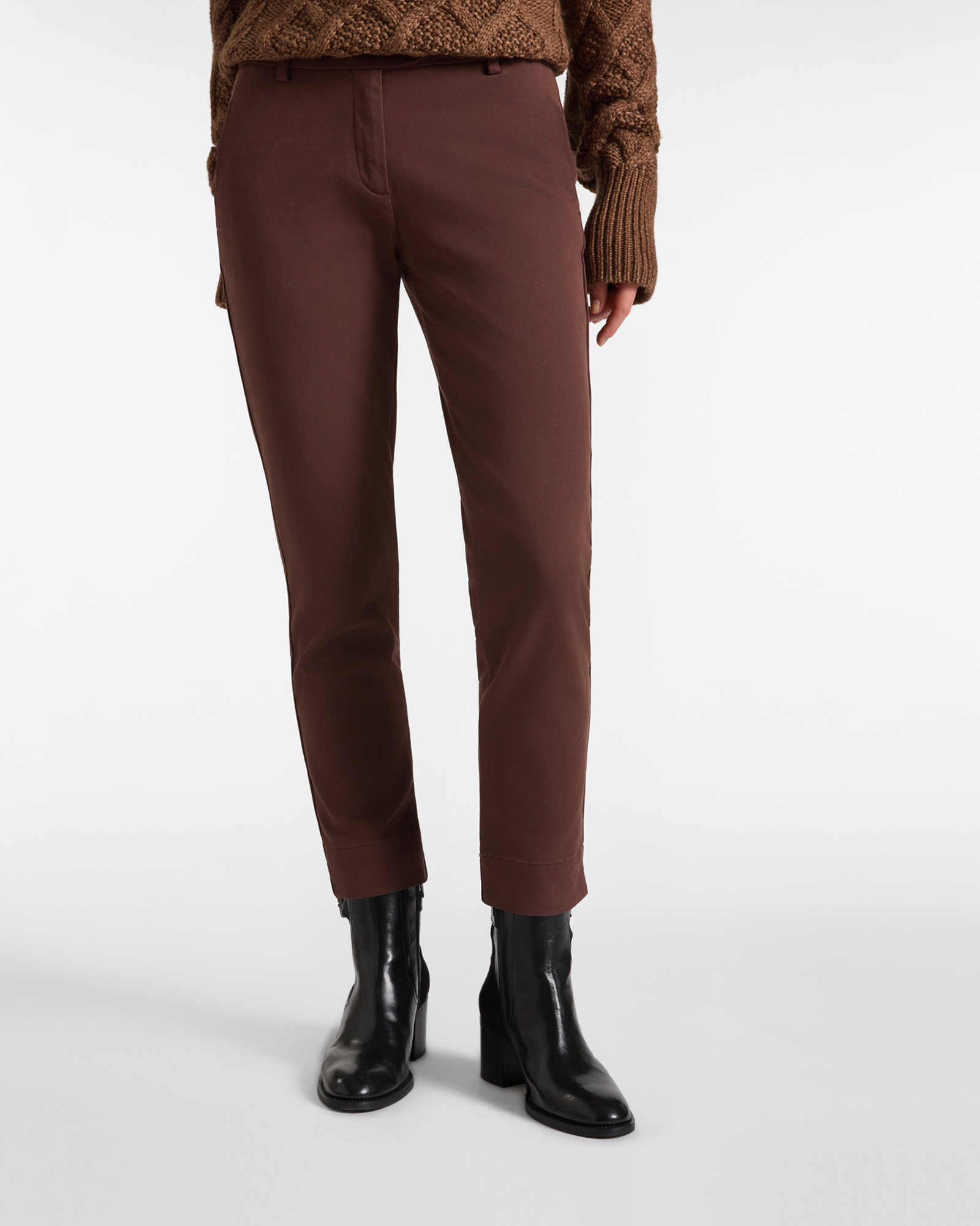 Pantalone Donna in cotone stretch marrone Slim Fit