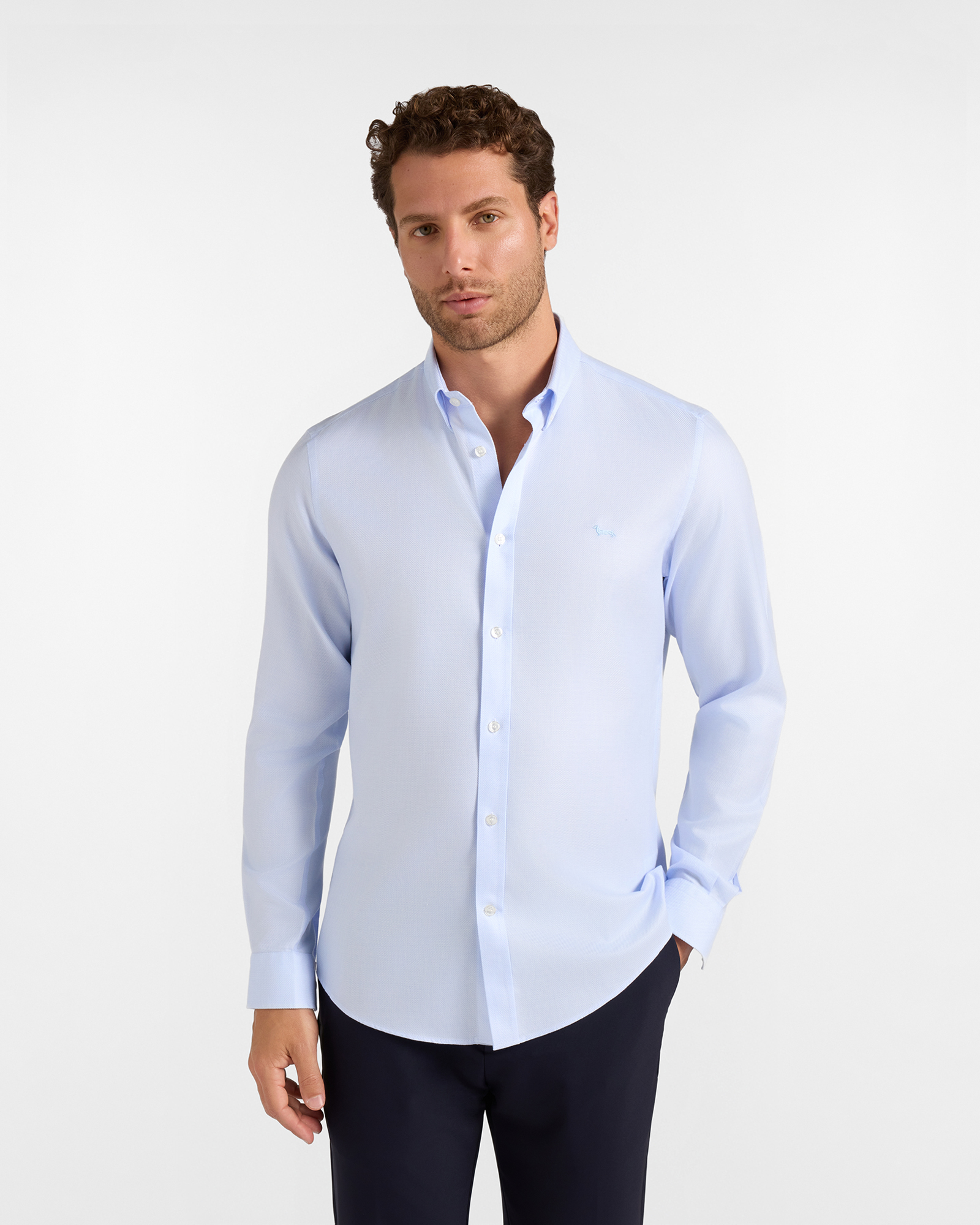 Camicia Uomo armaturato no iron Narrow Fit azzurro