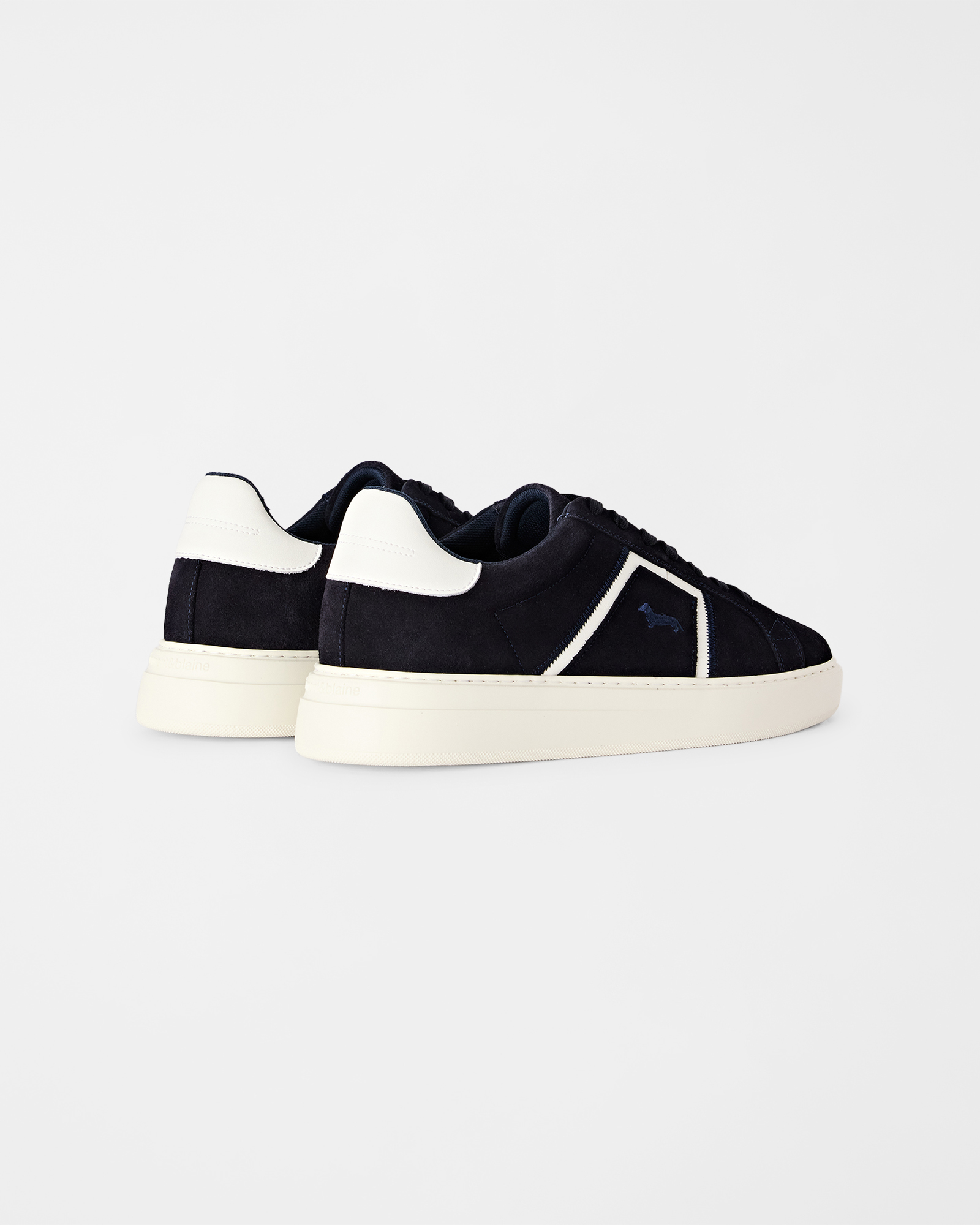 Sneaker Uomo in Camoscio e Nylon con Banda in Nabuk, BLU - OFF WHITE, large